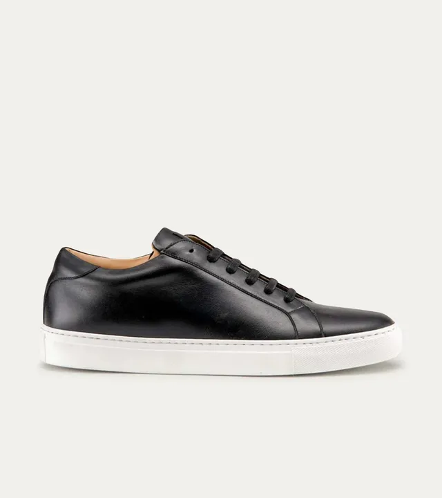 Ace Marks Duke sneakers uomo nere pelle suola bianca