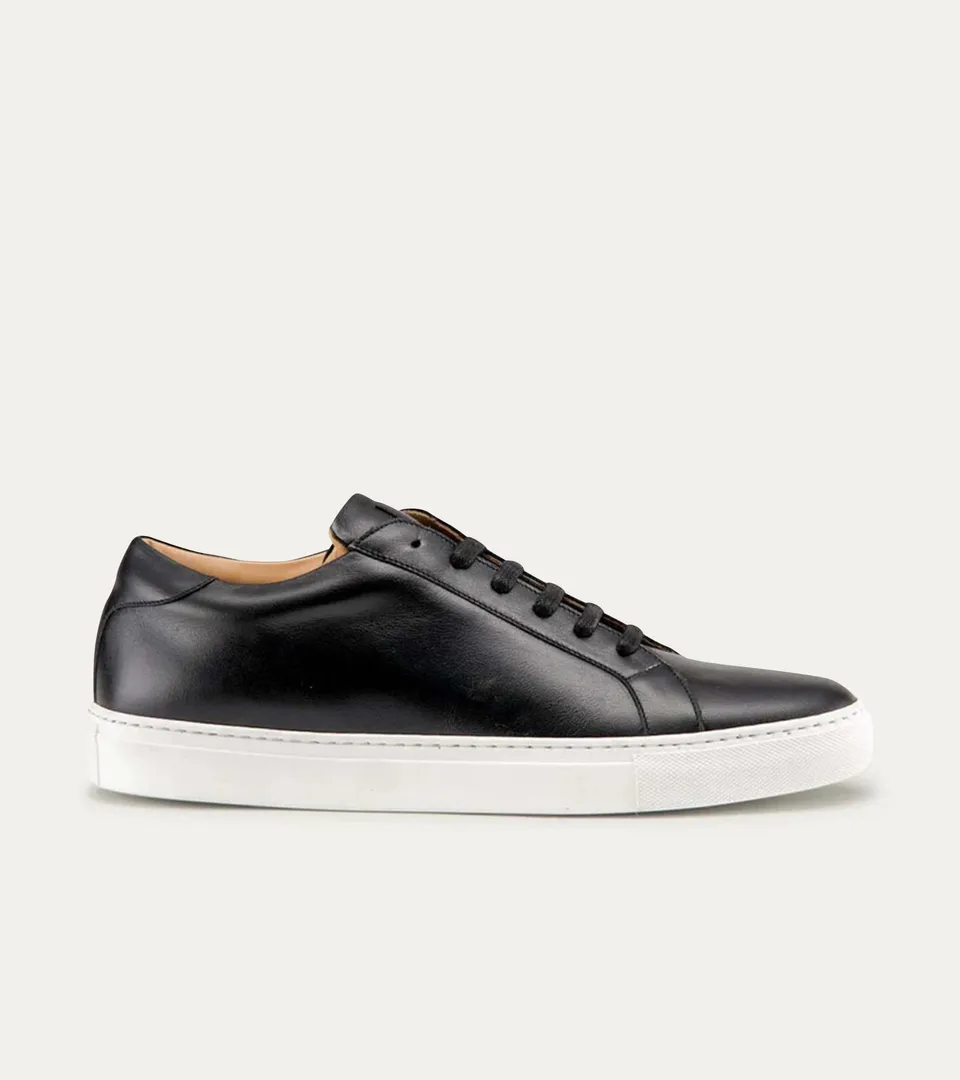 Ace Marks Duke sneakers uomo nere pelle suola bianca