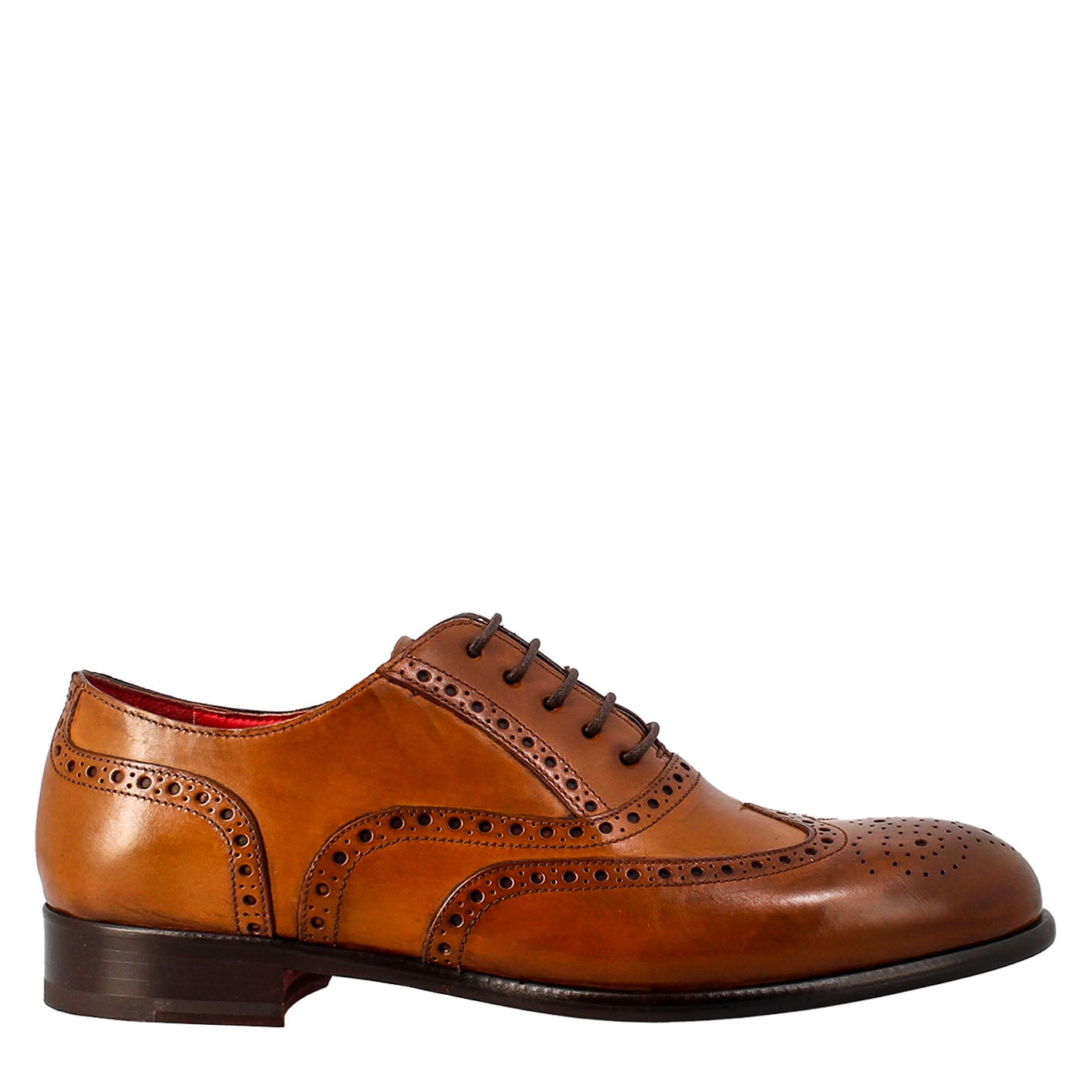 Leonardo Shoes Oxford brogue francesine uomo pelle marrone