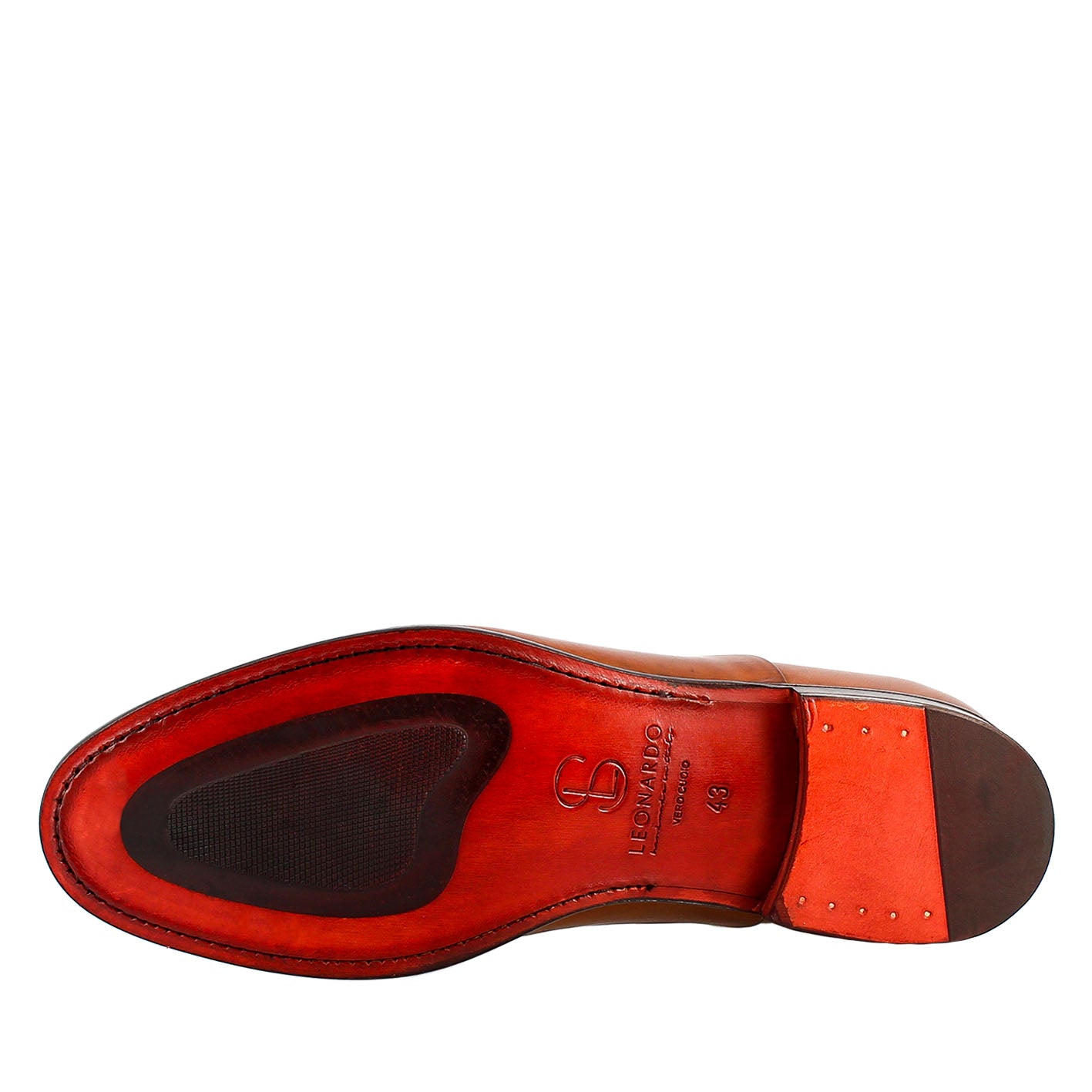Leonardo Shoes Francesine Uomo Oxford Marrone Pelle Suola Cuoio