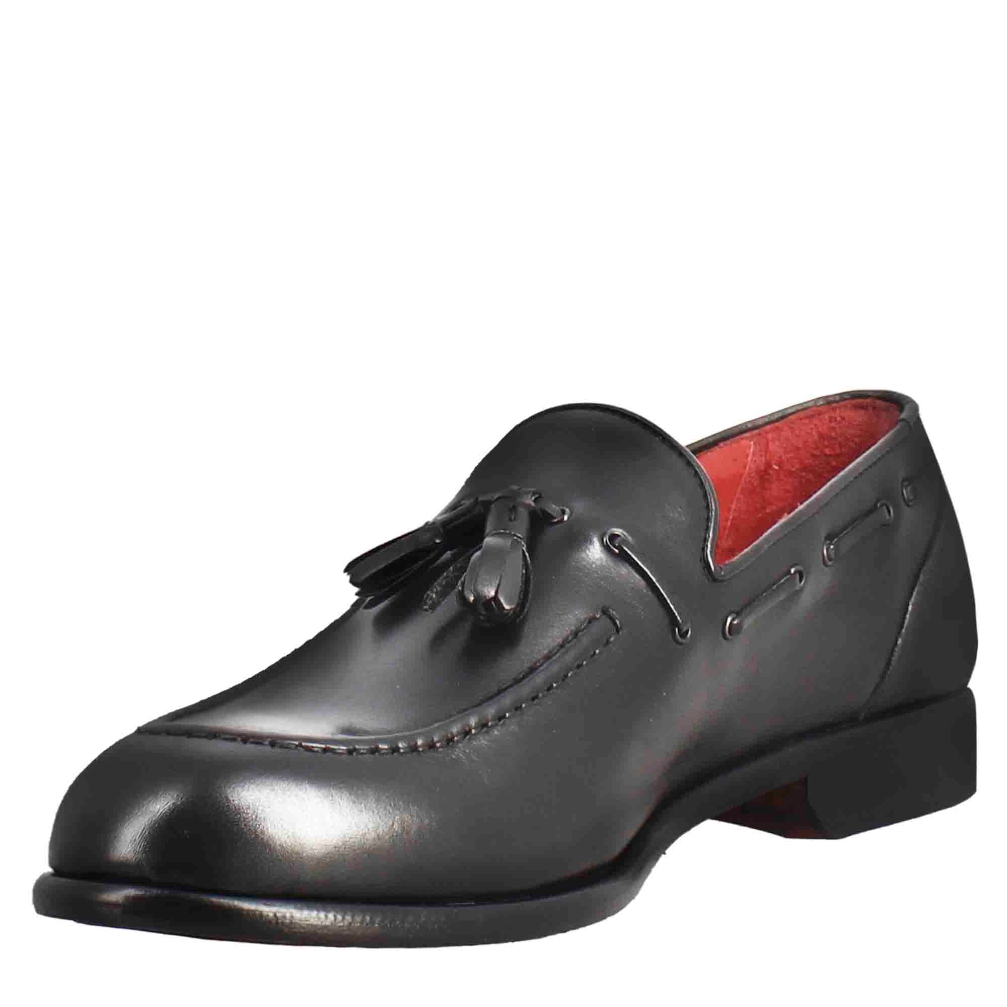 Leonardo Shoes mocassino nappine pelle nero