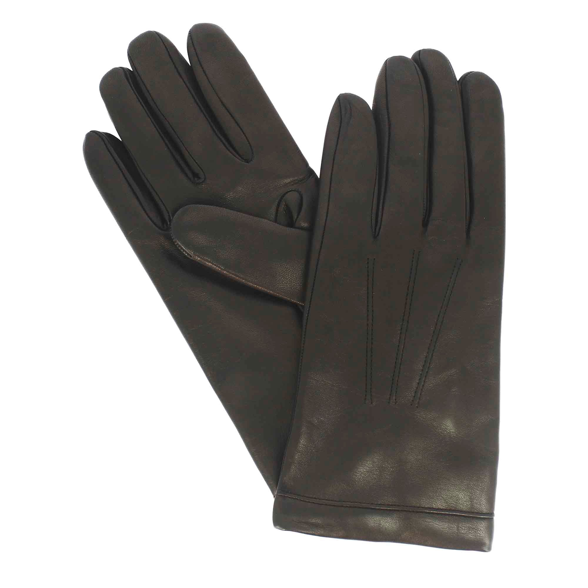 Leonardo Shoes guanti uomo pelle nero fodera cashmere