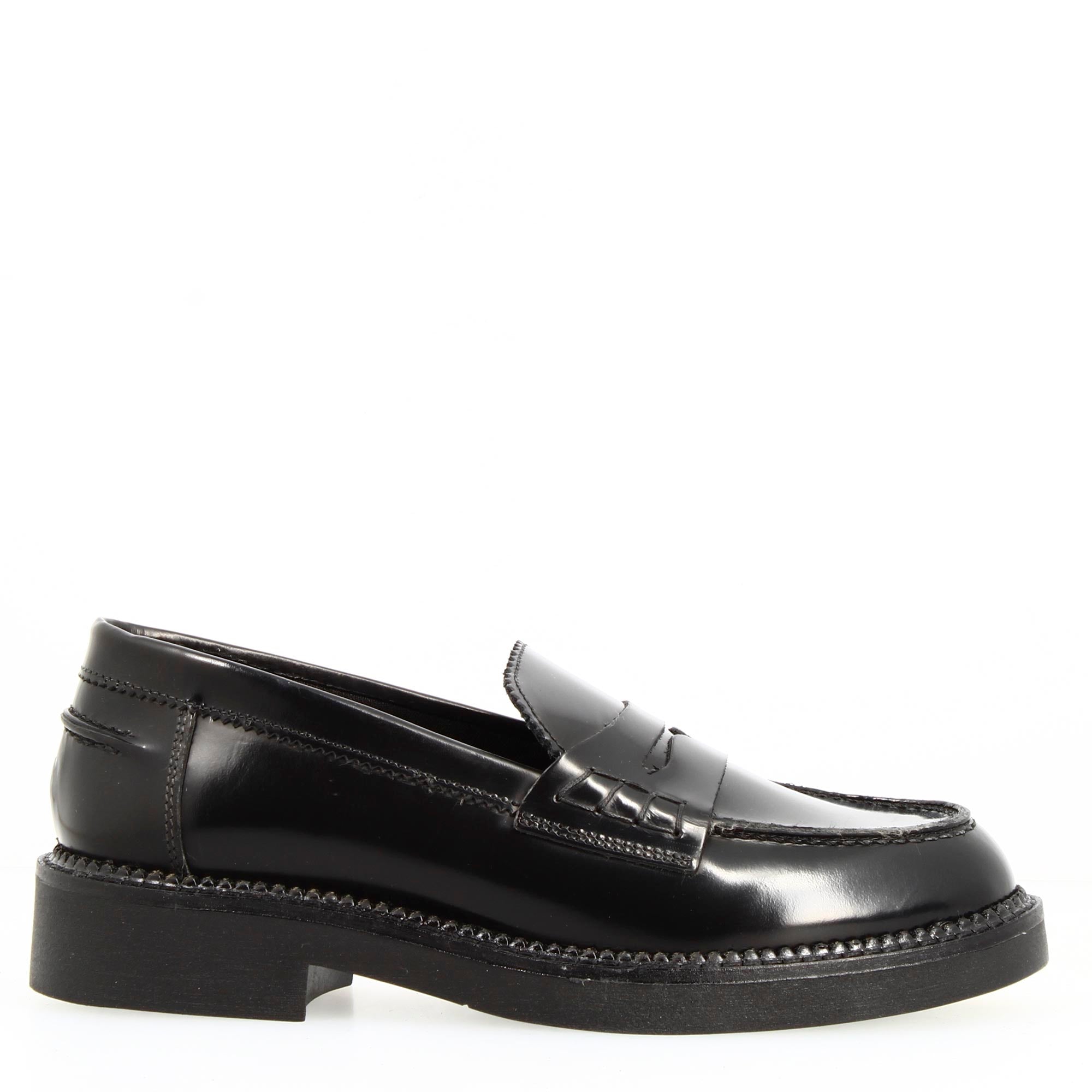 Leonardo Shoes Domitilla Mocassini Donna Nero Pelle Tacco 3 cm