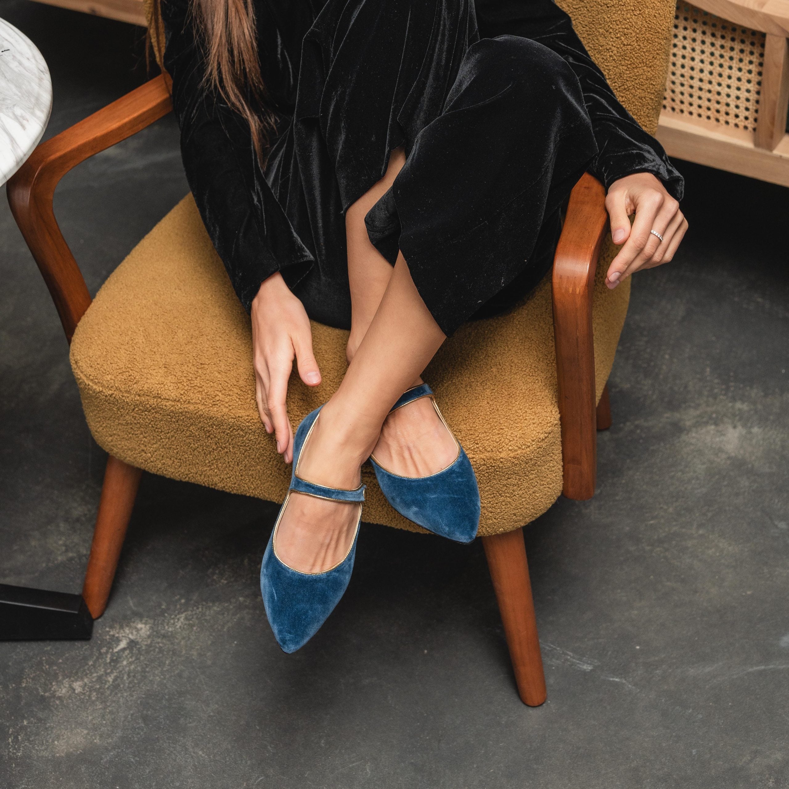 Ton Goût Mary Ballerina Donna Blu Velluto