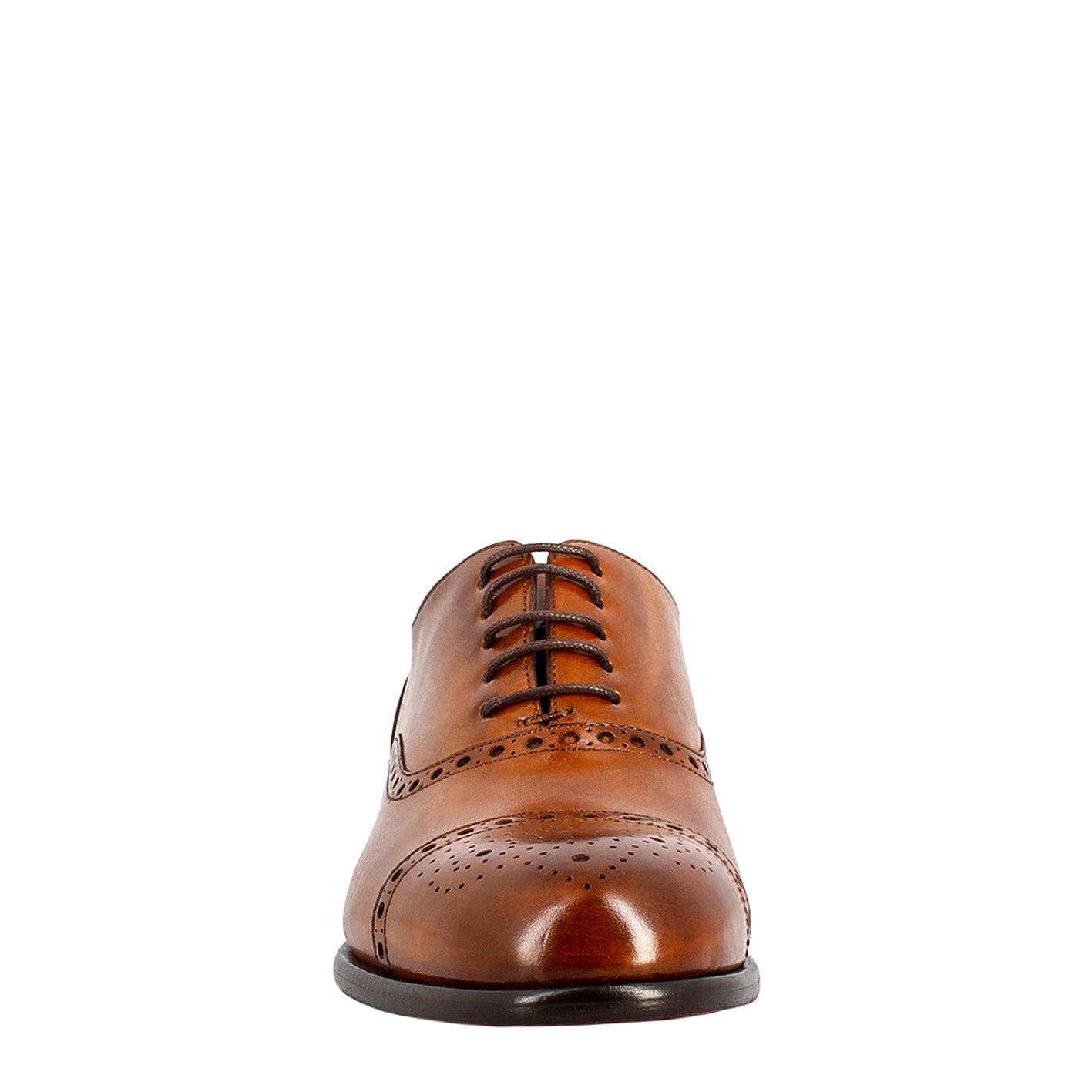 Leonardo Shoes Oxford Uomo Semi Brogue Marrone Pelle Siena