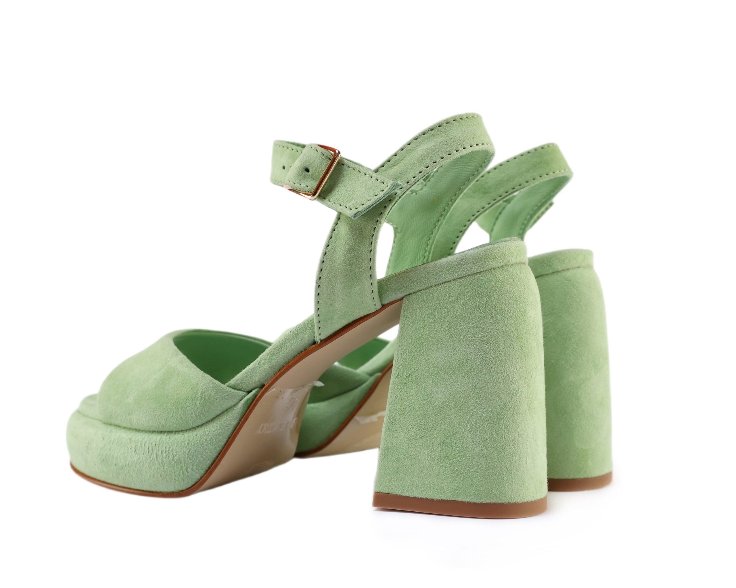 Ton Goût Milk sandalo donna 36 verde camoscio plateau
