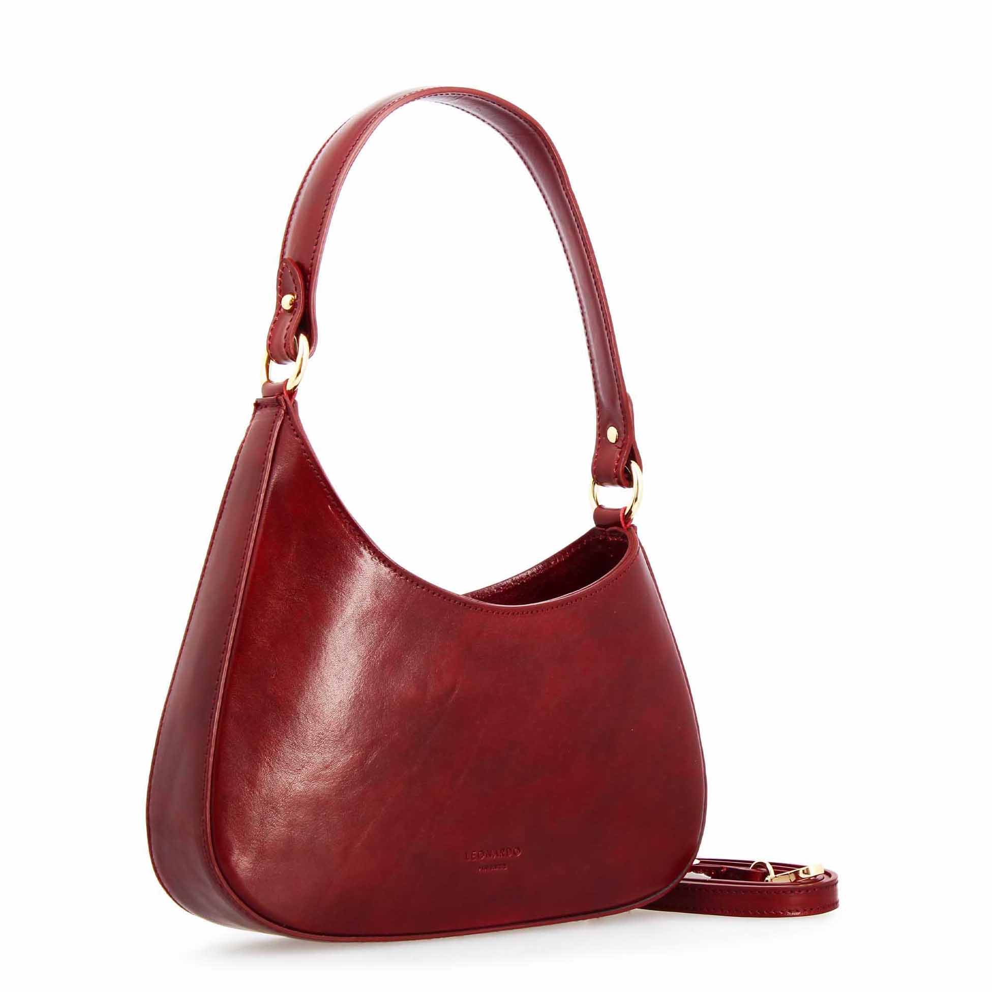 Leonardo Isotta M borsa donna pelle bordeaux mezzaluna