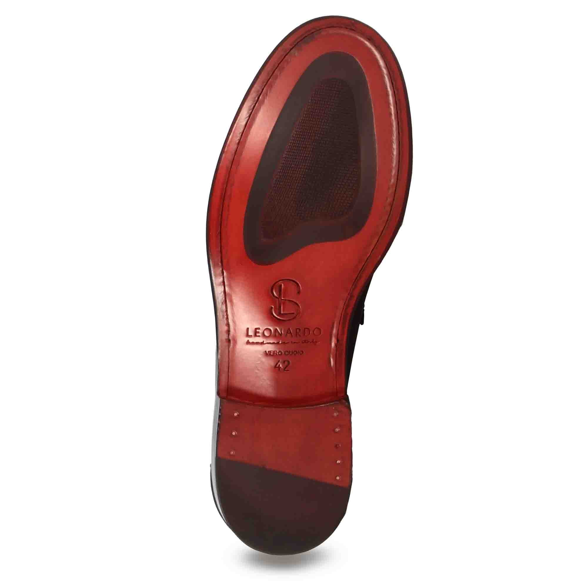 Leonardo Shoes College mocassini uomo marrone scuro pelle