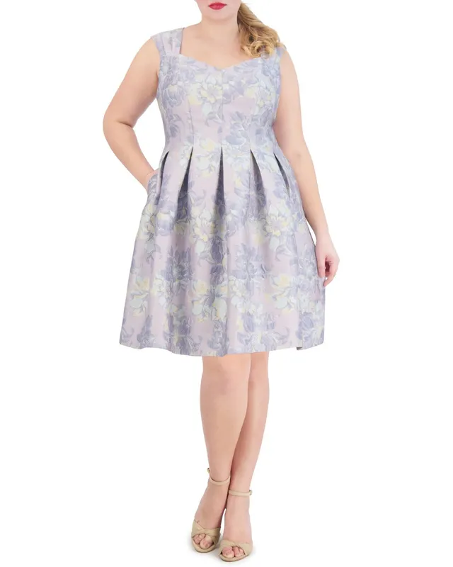Vince Camuto Dresses Abito svasato jacquard floreale taglie forti