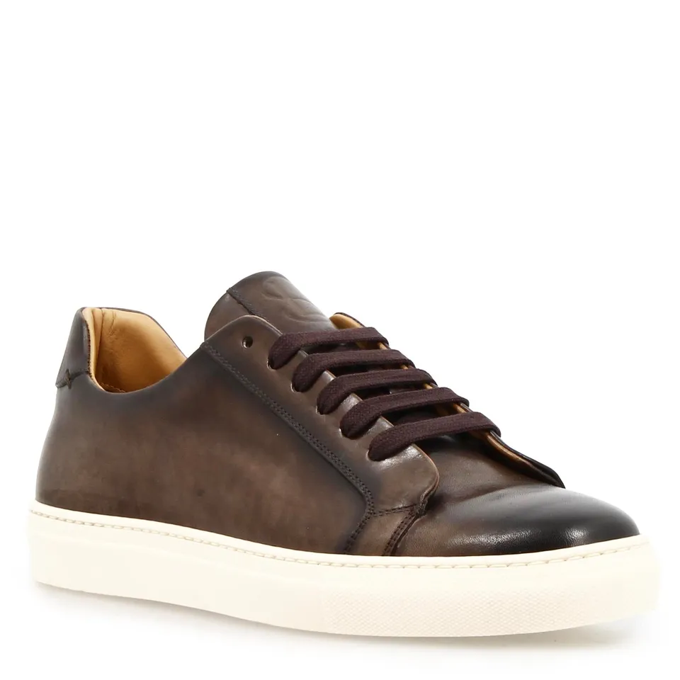 Leonardo Shoes Oreste Sneaker Uomo Pelle Marrone Scuro