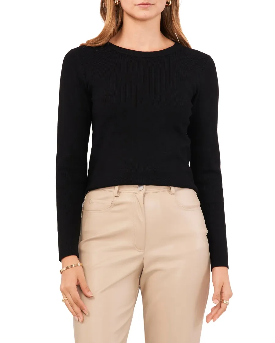 Vince Camuto Tops Top con pizzo scollo rotondo maniche lunghe