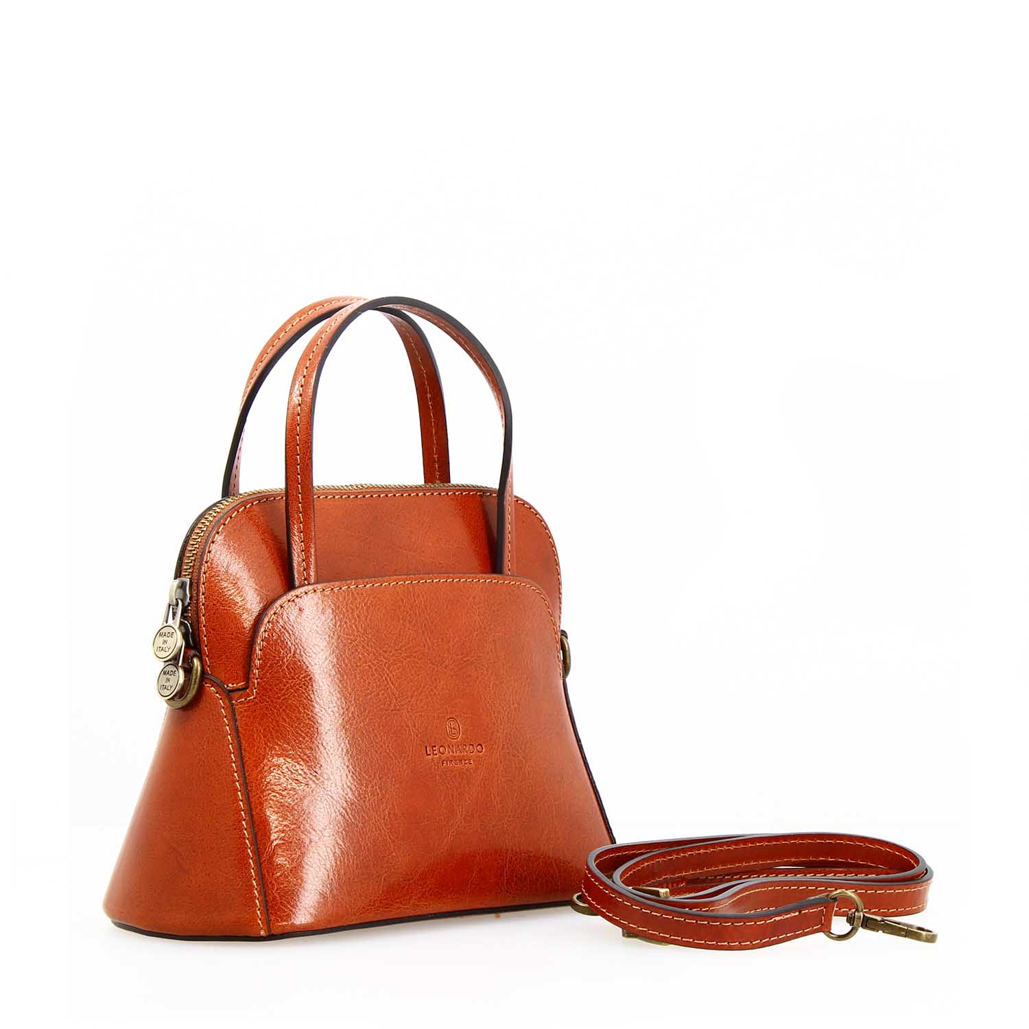 Leonardo Shoes Livia Borsa Donna Pelle Arancione Cupola 2in1