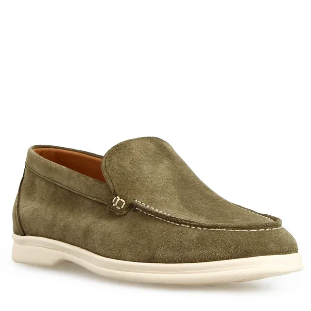 Leonardo Shoes Elite Verde mocassini uomo camoscio verde suola bianca