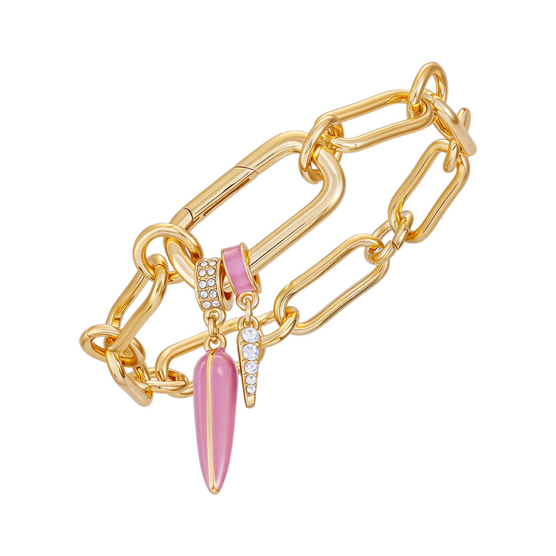 Vince Camuto Bracciale Catena Oro Charm Rosa Pave