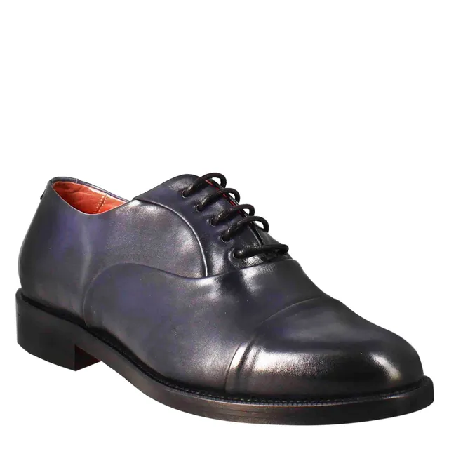 Leonardo Shoes francesina donna pelle blu con cucitura