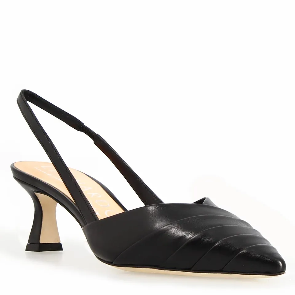 Leonardo Shoes Apollina Sandalo Slingback Nero Pelle