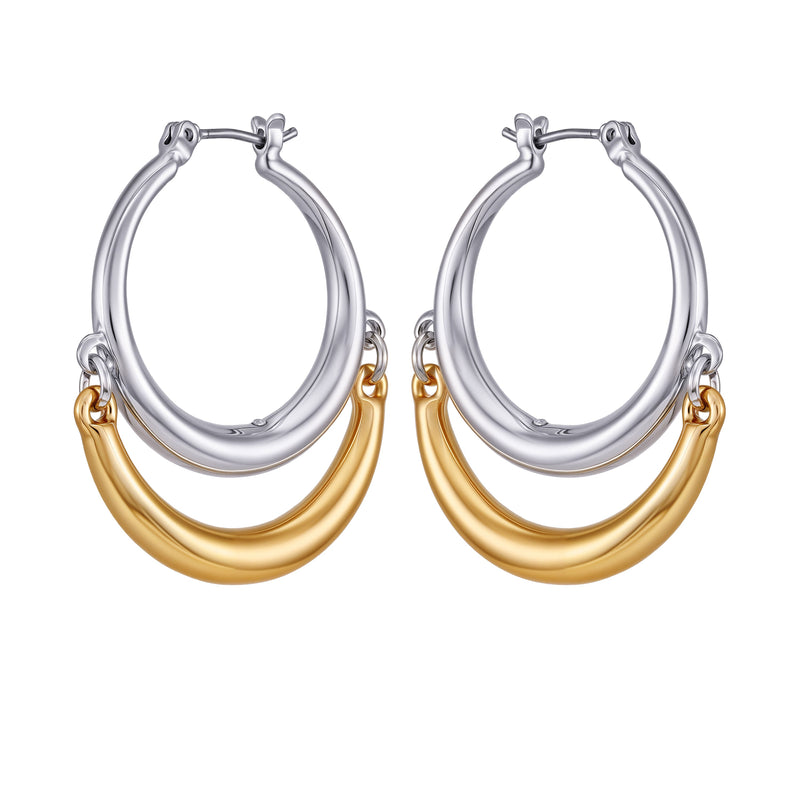 Vince Camuto Two Tone Orecchini Cerchio Argento Oro