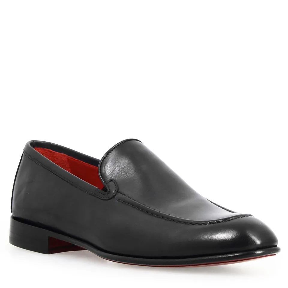 Leonardo Shoes Mocassino Adriano Nero Pelle Uomo