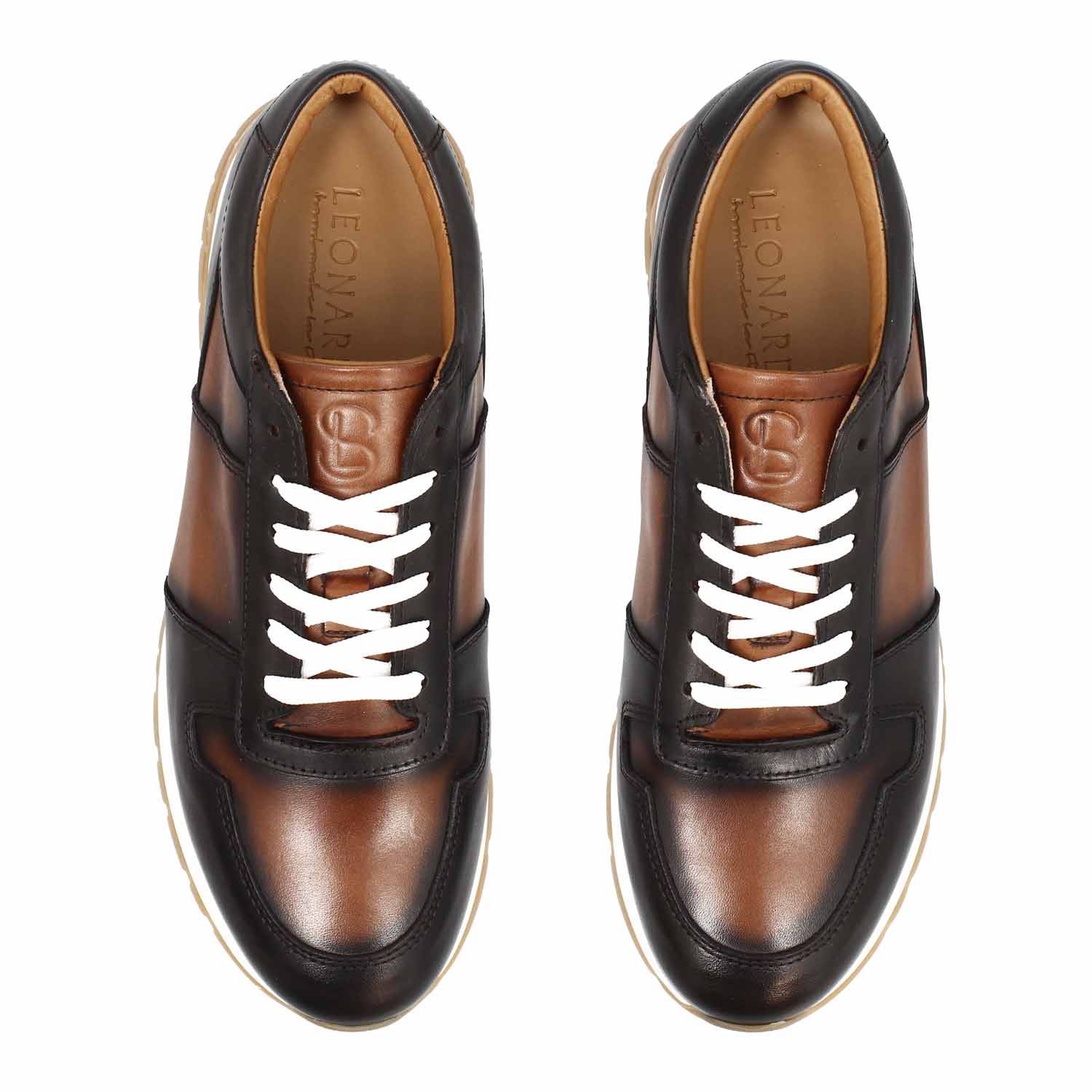 Leonardo Shoes Piave sneakers uomo pelle marrone degradé