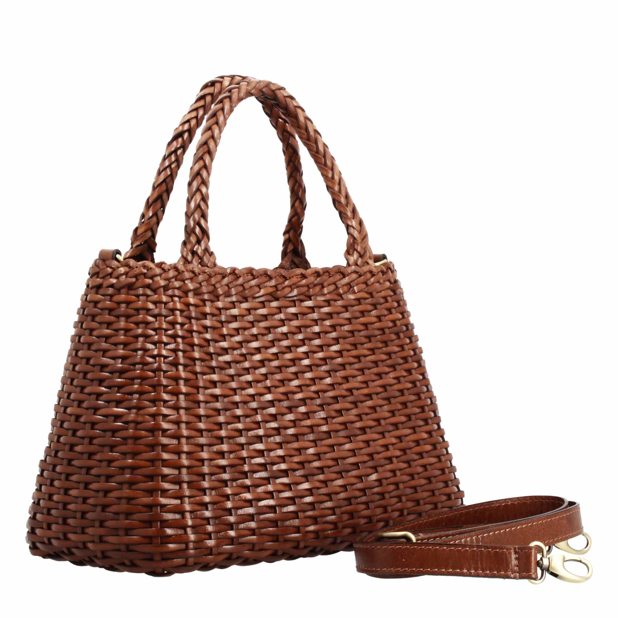 Leonardo Shoes Canestra XL Borsa Donna Pelle Marrone