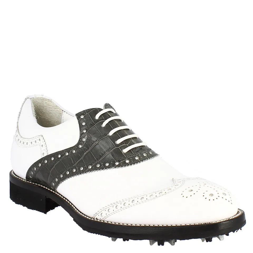 Leonardo Shoes Golf Calzature scarpe da golf grigio pelle bicolore