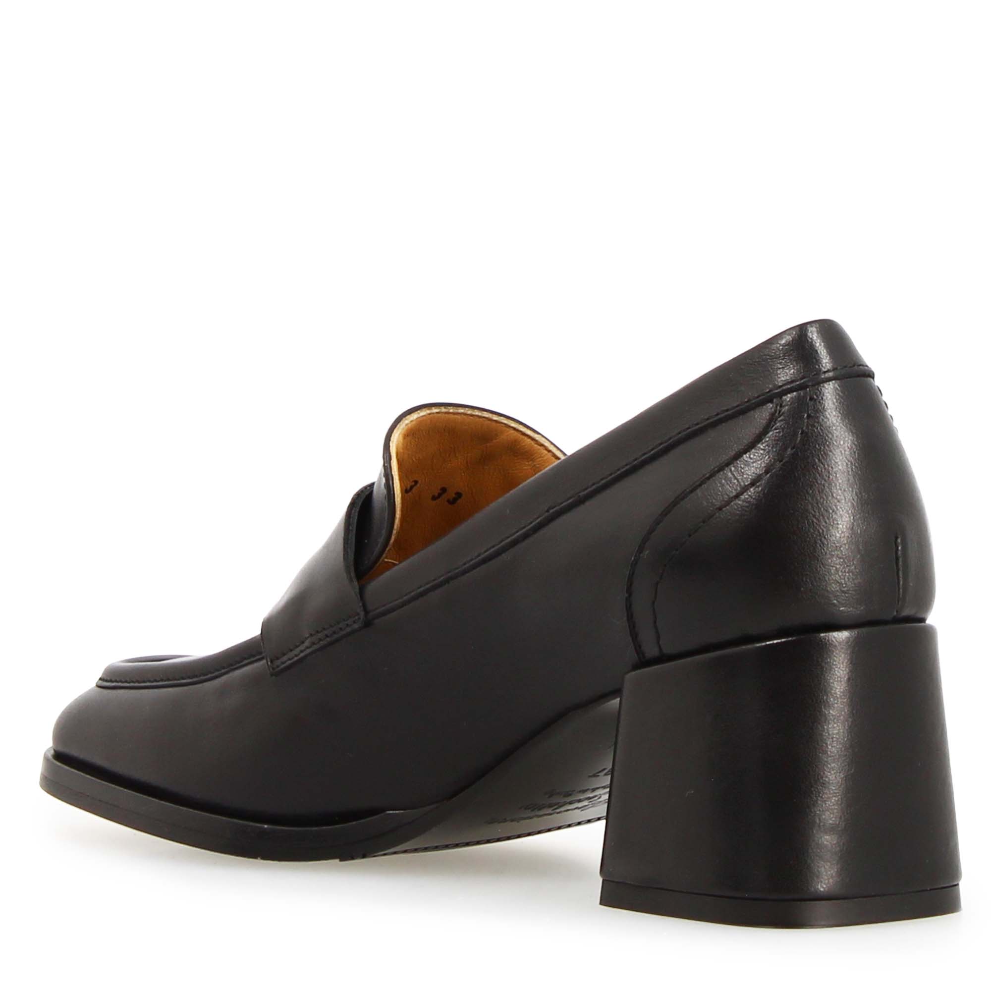 Leonardo Shoes Mocassini Donna Ottavia tacco alto pelle nero