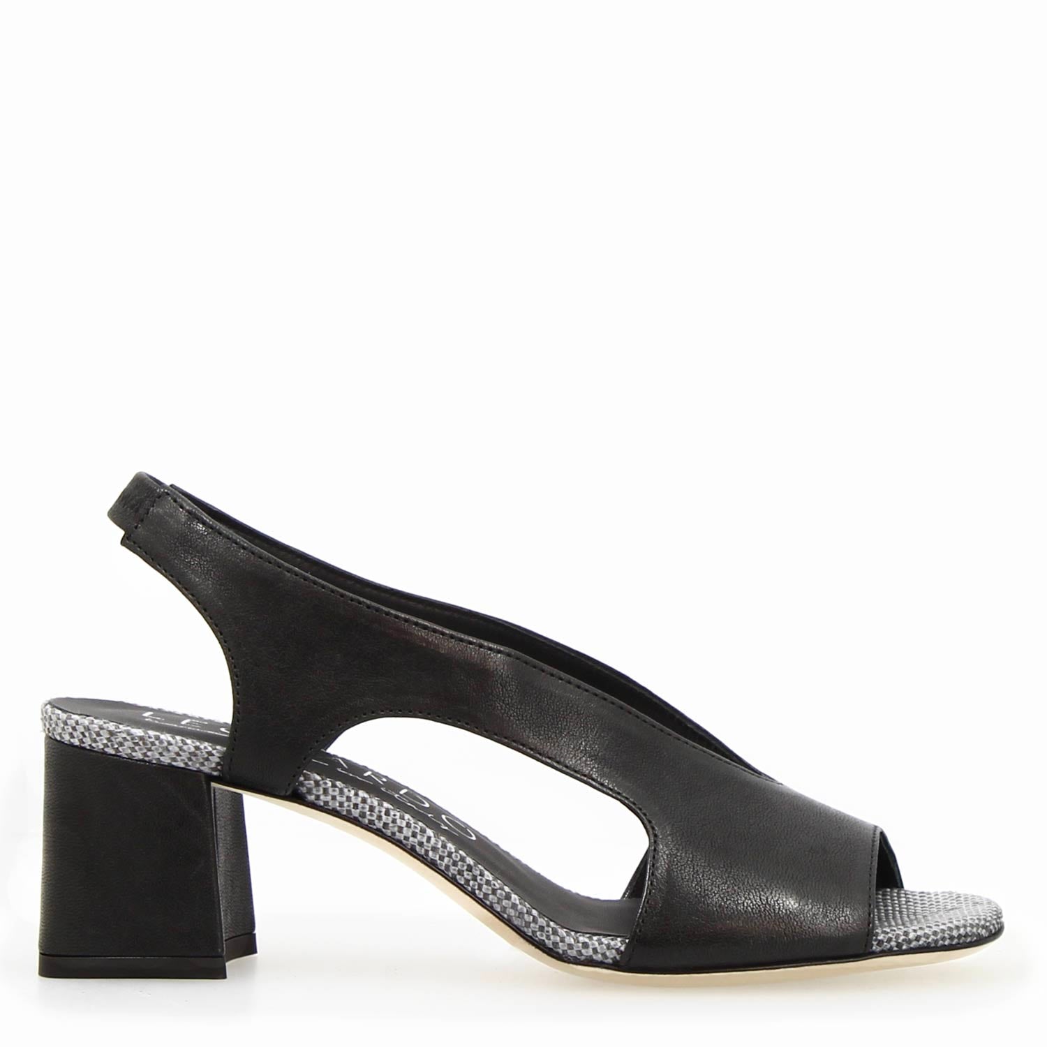 Leonardo Shoes Flavia Sandalo nappa nera tacco 7 cm