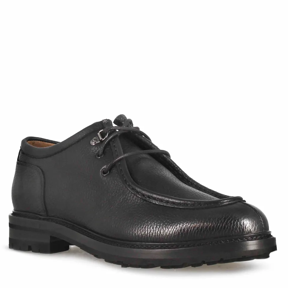 Leonardo Shoes Ingegnere Stringate Uomo Pelle Nero Allacciate