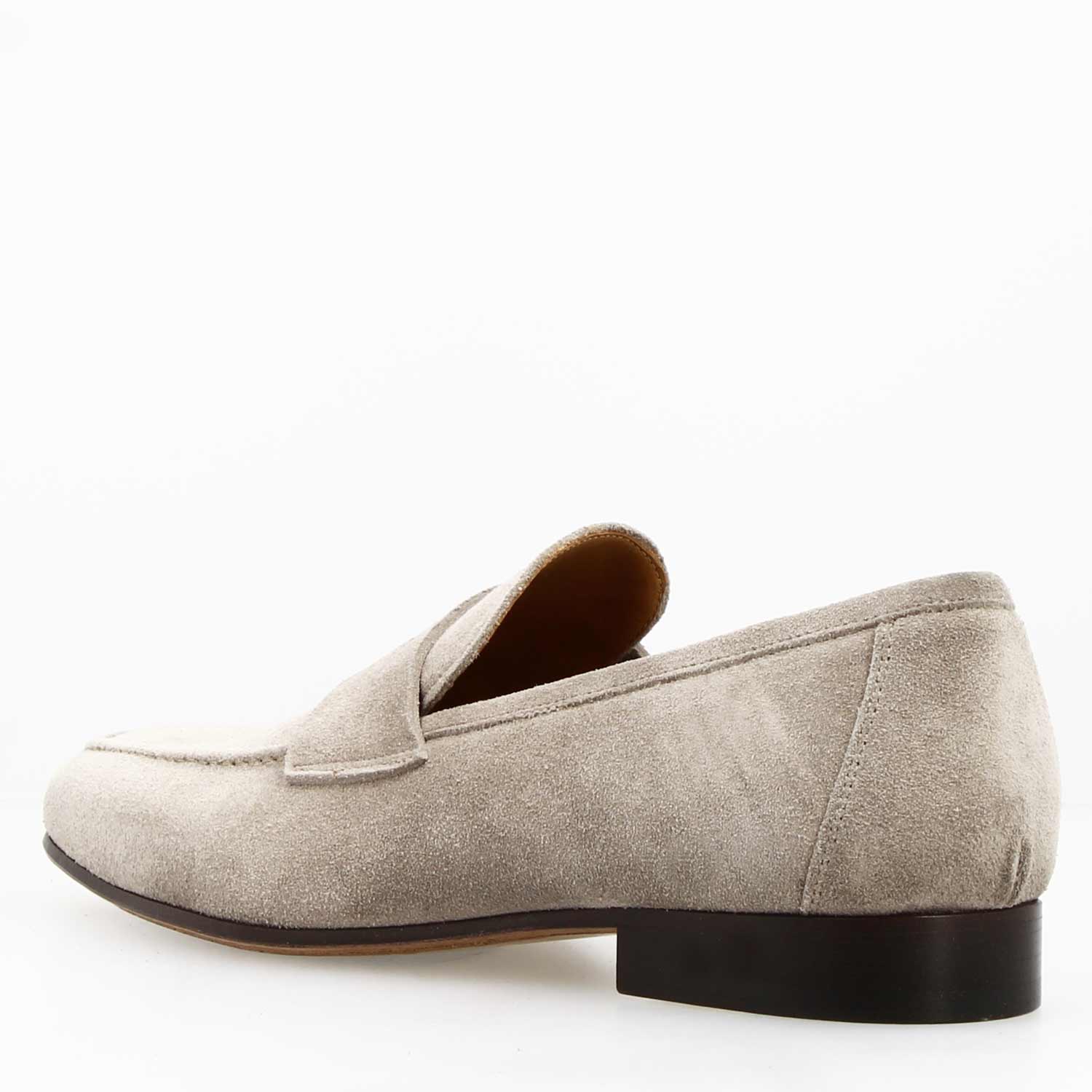 Leonardo Shoes Mocassini Uomo Manfredo camoscio grigio suola cuoio