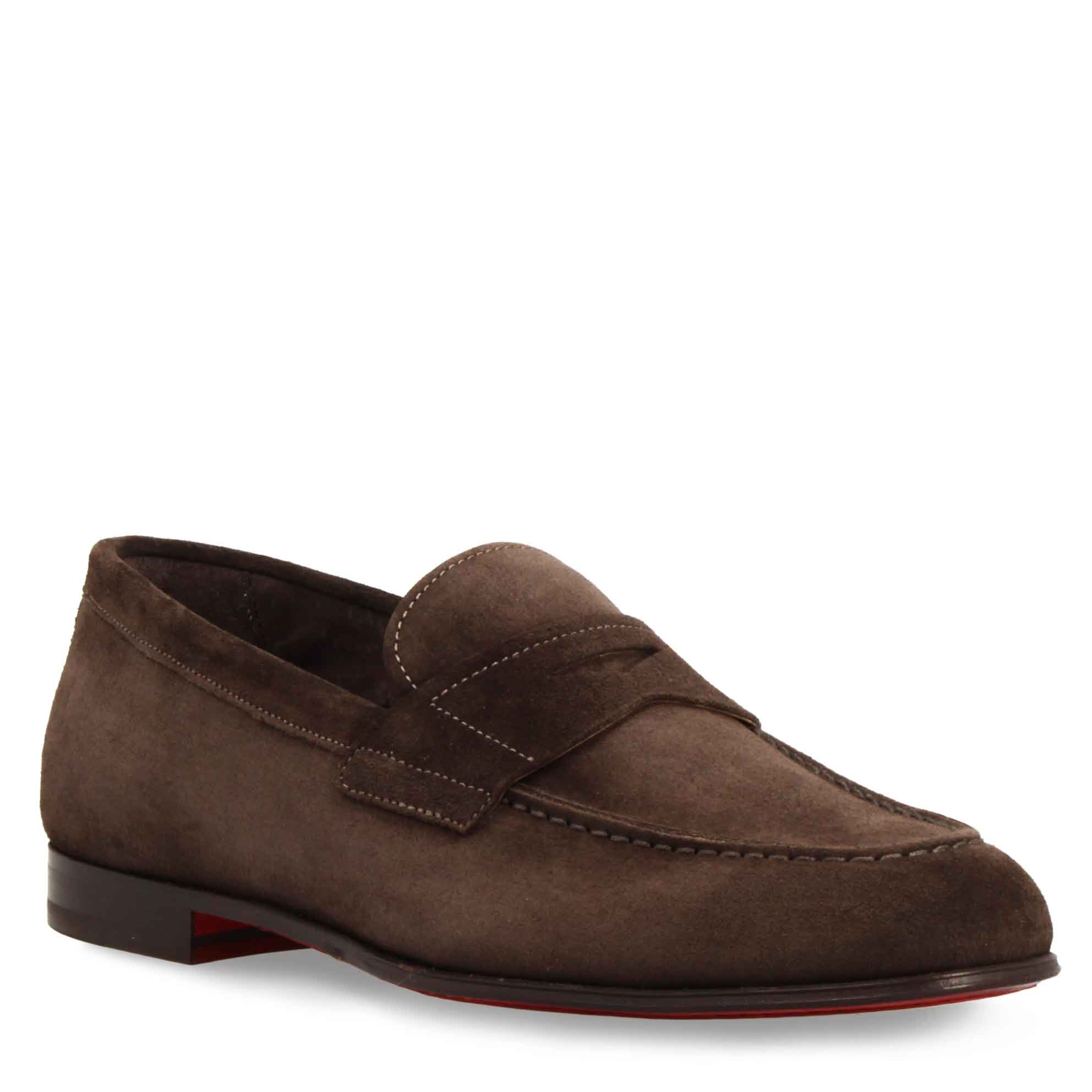 Leonardo Shoes Navona C mocassini uomo marrone scamosciato