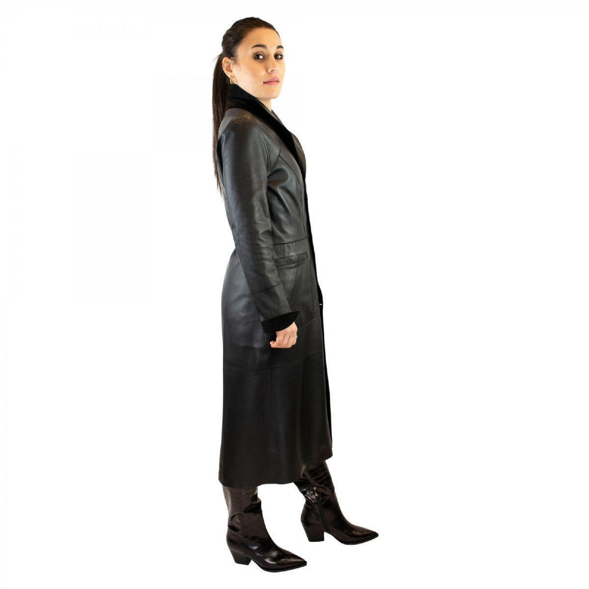 Leonardo Shoes BF-20 giacca pelle donna nero reversibile