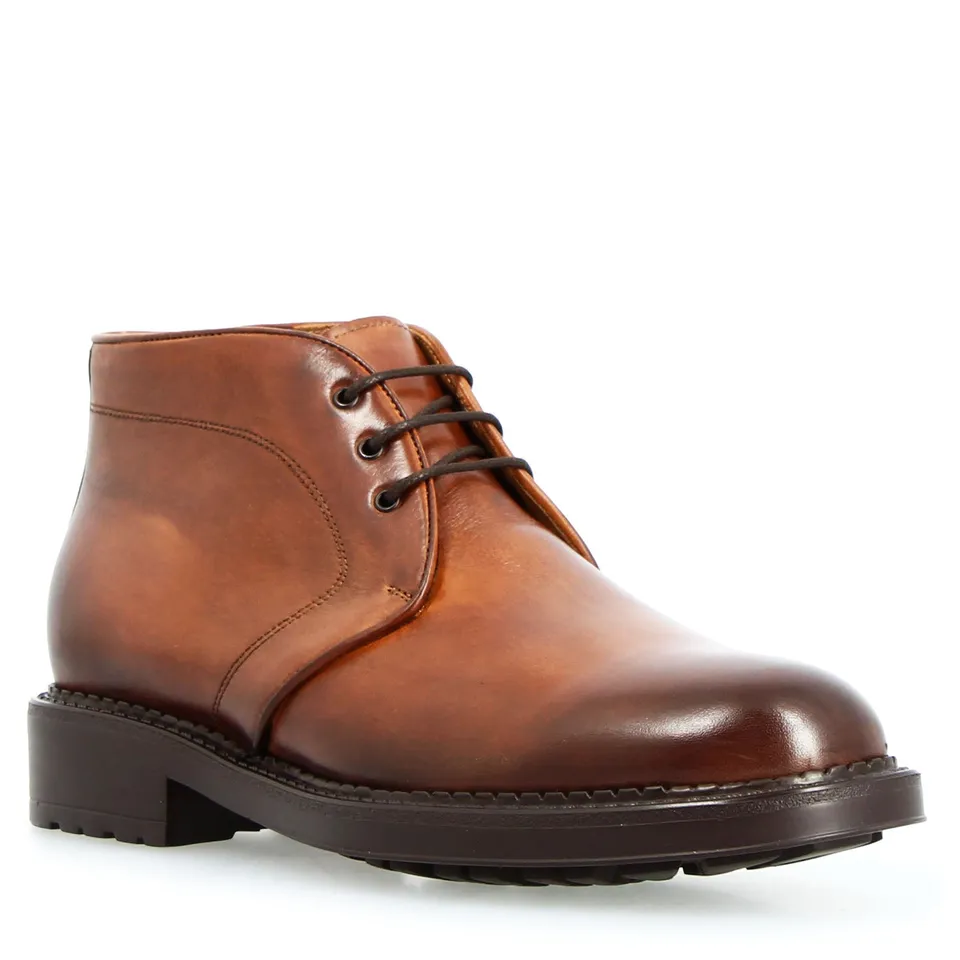 Leonardo Shoes Bacco Stivaletti Uomo Pelle Marrone Cognac