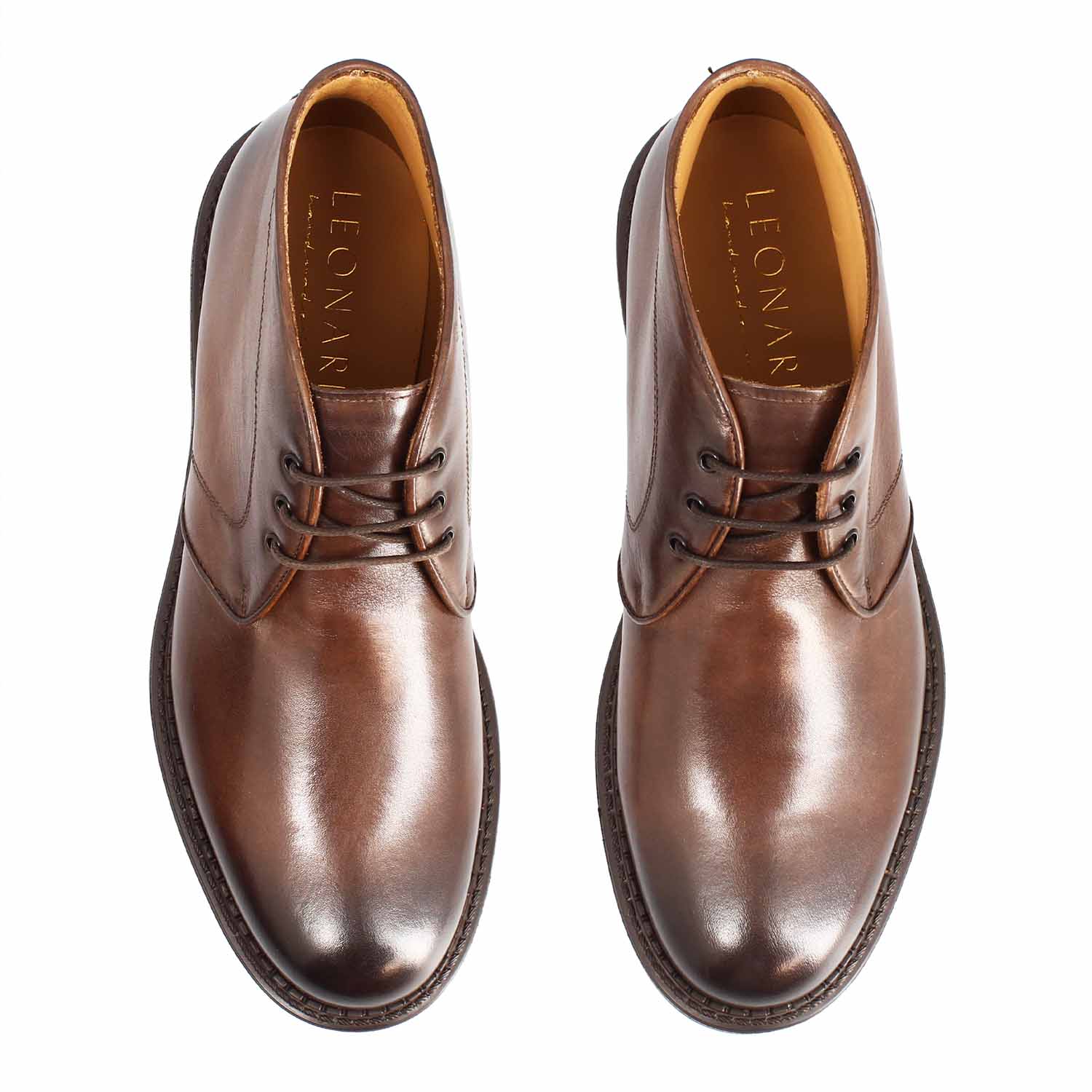 Leonardo Shoes Bacco chukka boot uomo pelle marrone scuro