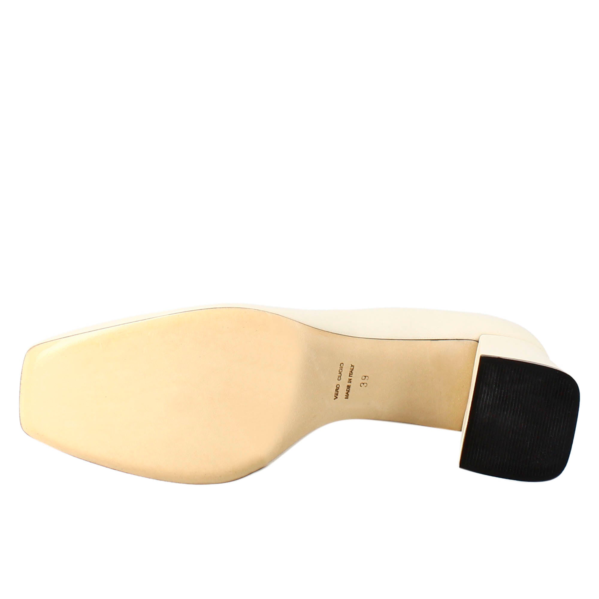 Leonardo Shoes Décolleté Donna pelle beige punta squadrata