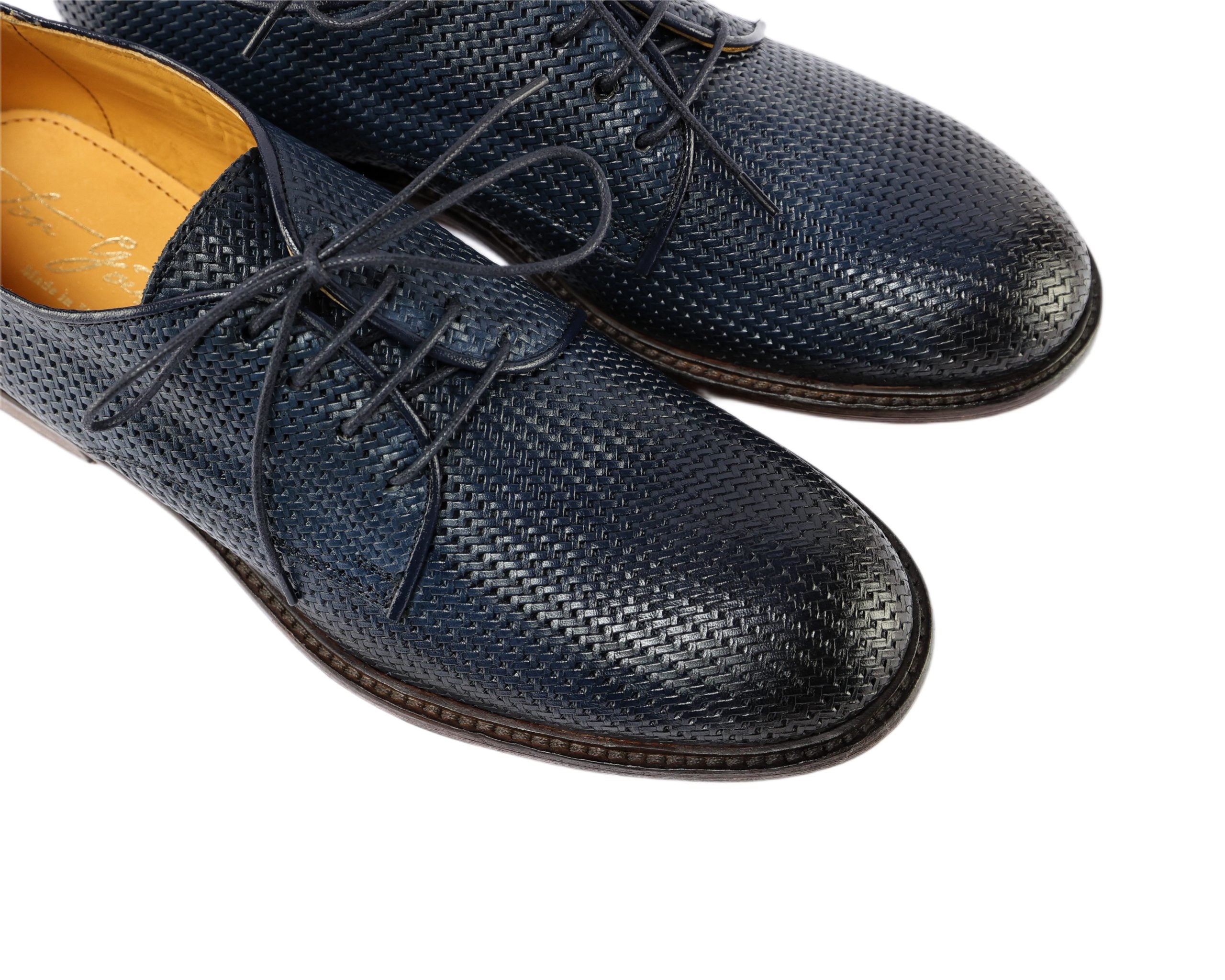 Ton Goût Aurora derby uomo blu vitello stampato