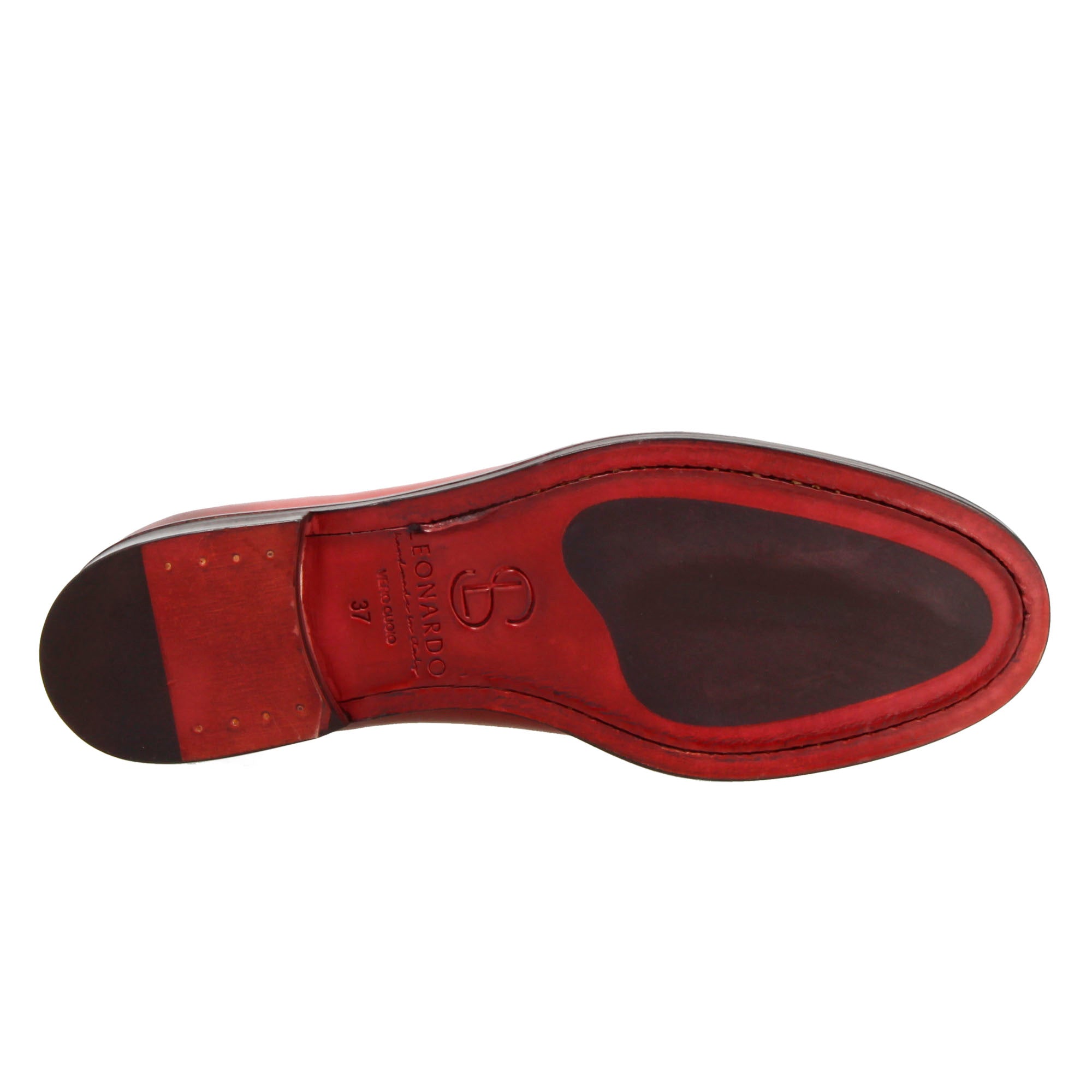 Leonardo Shoes Derby Donna Bordeaux Pelle Liscia