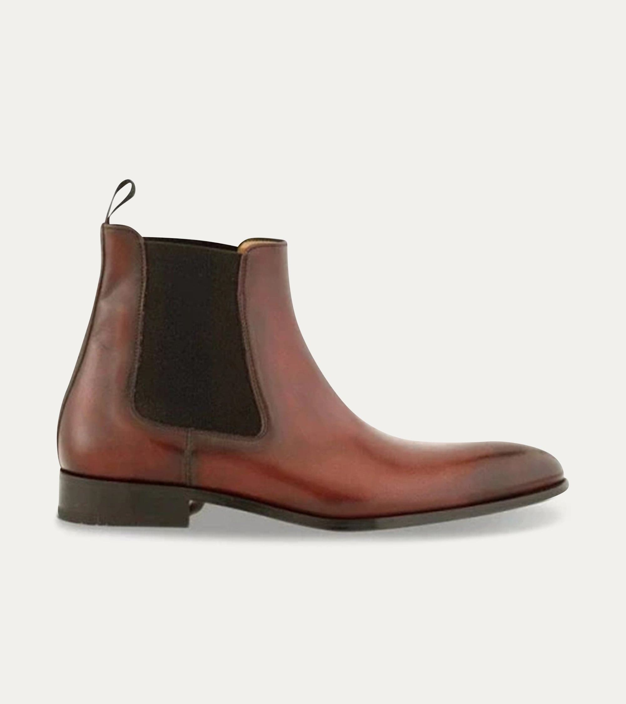 Ace Marks Troy Chelsea Stivali Uomo Bordeaux Pelle