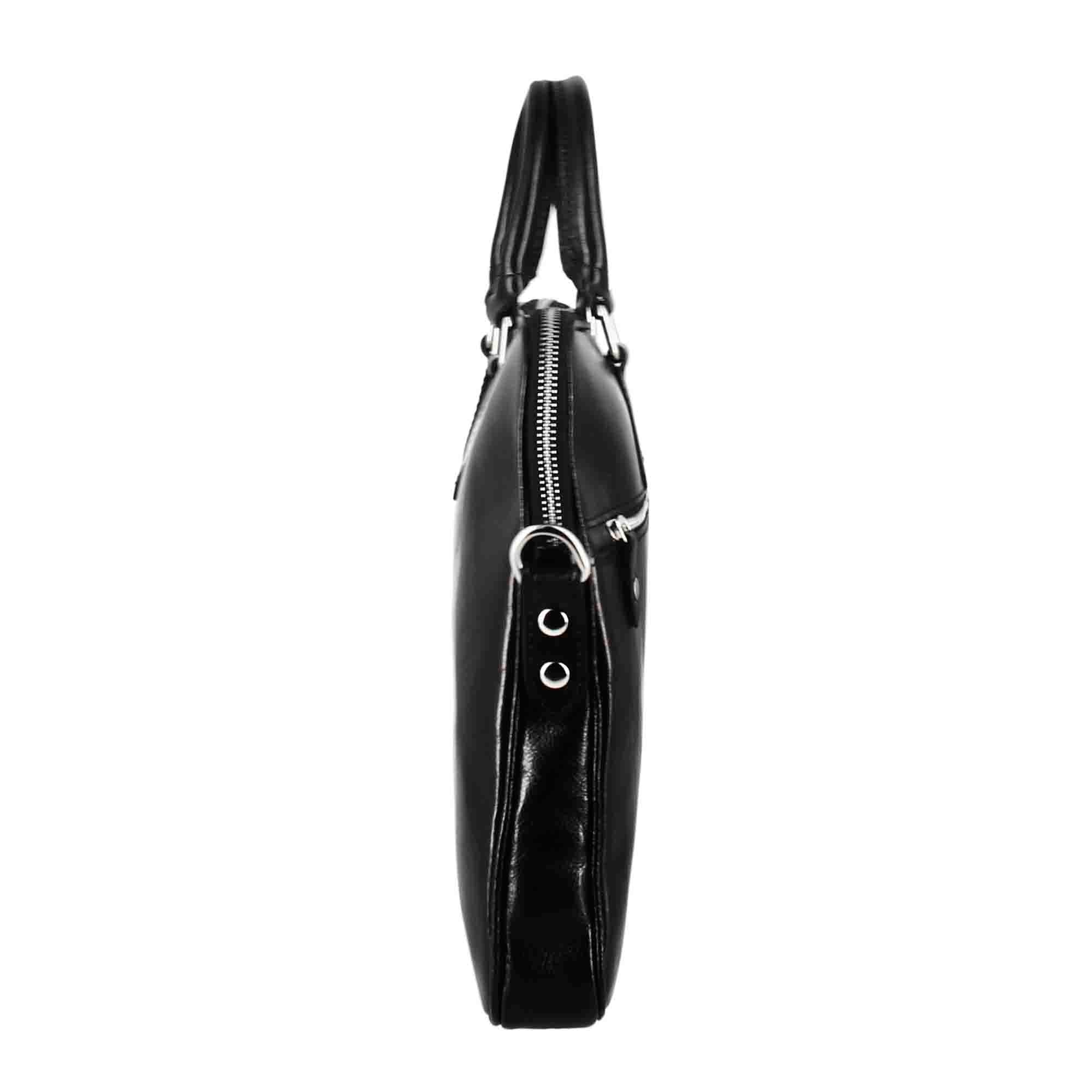 Leonardo Shoes Valigetta Uomo Pelle Nero 40 cm