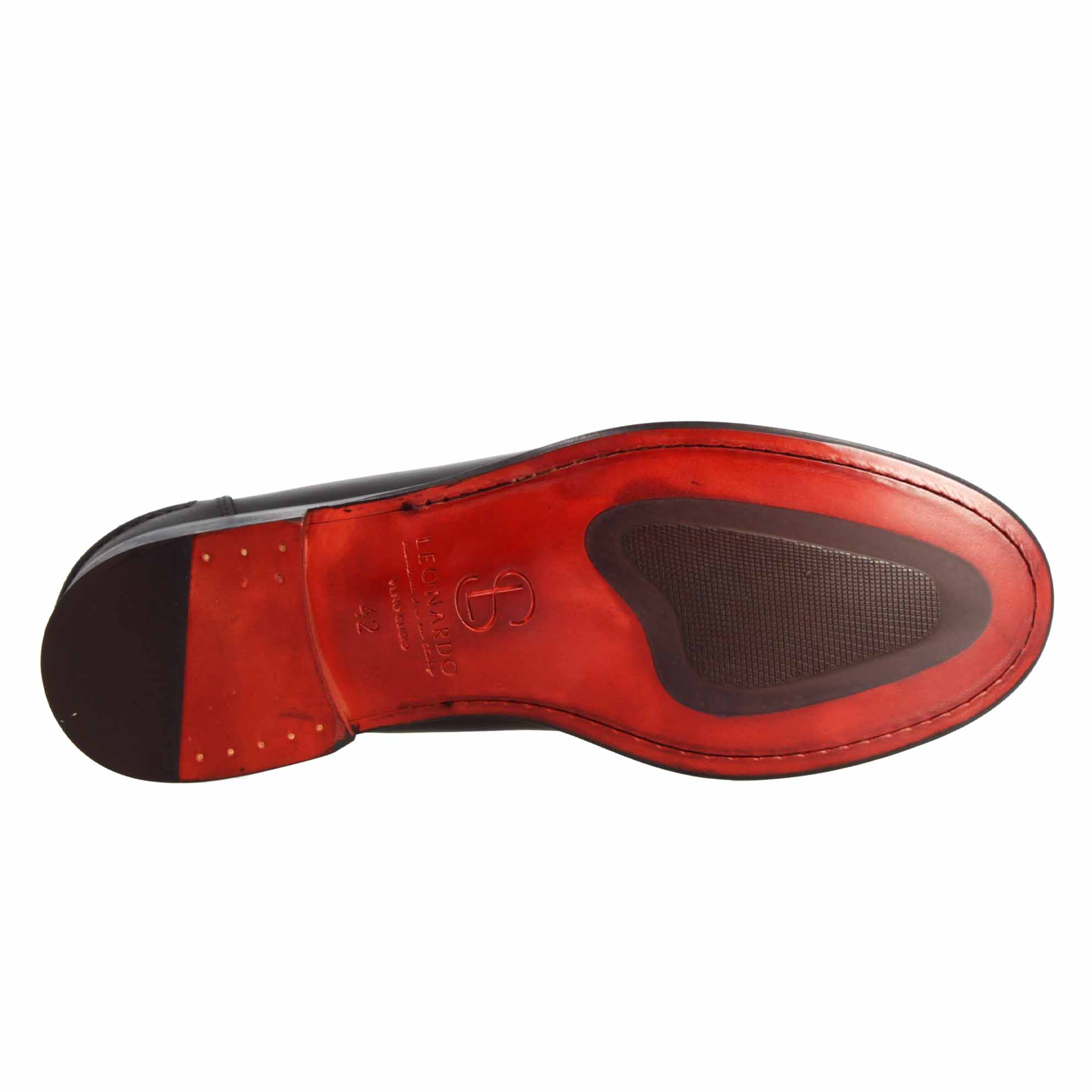 Leonardo Shoes Rialto Mocassino Uomo Pelle Nero Suola Cuoio