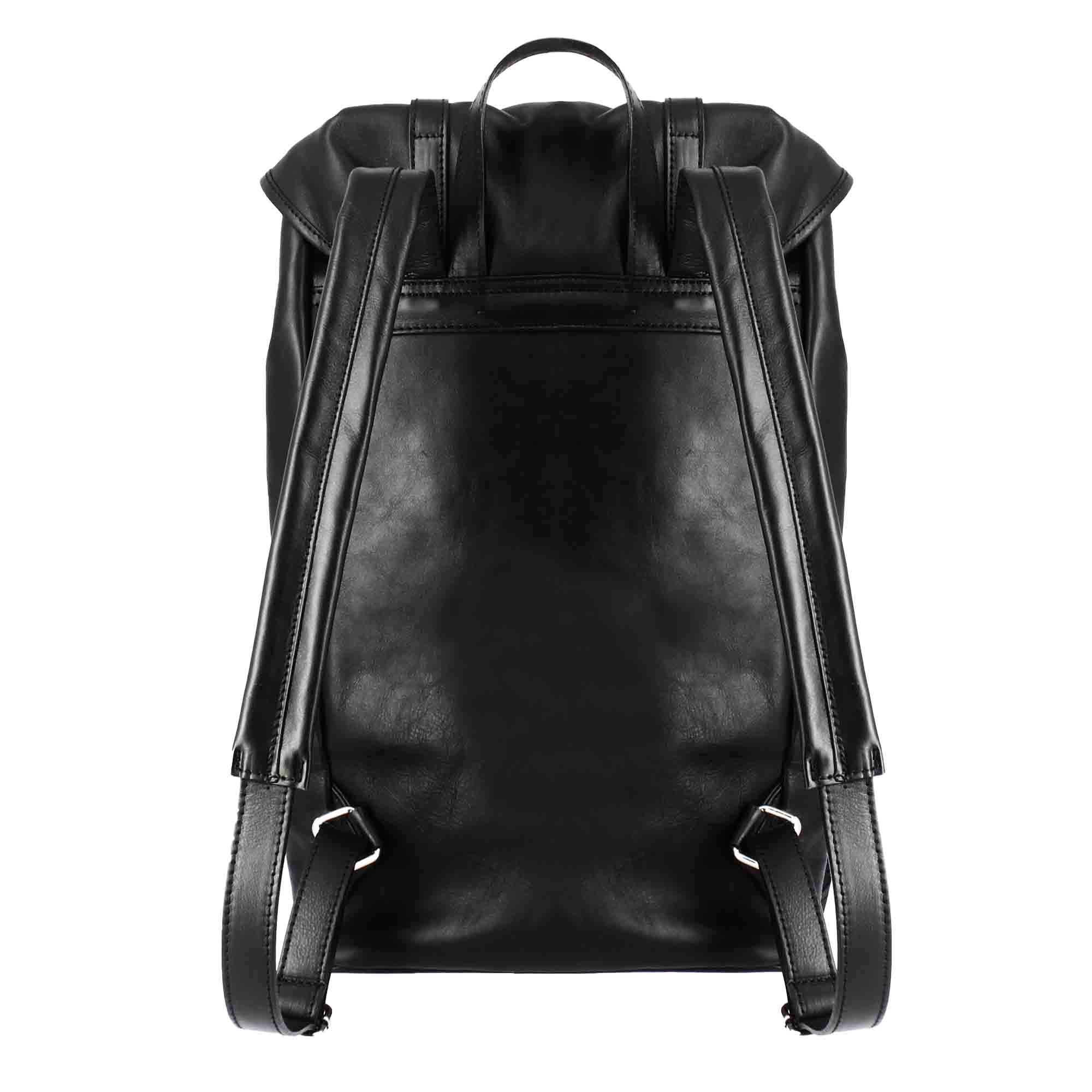 Leonardo Shoes Zaino Viaggio Borse Uomo Nero Pelle Pieno Fiore