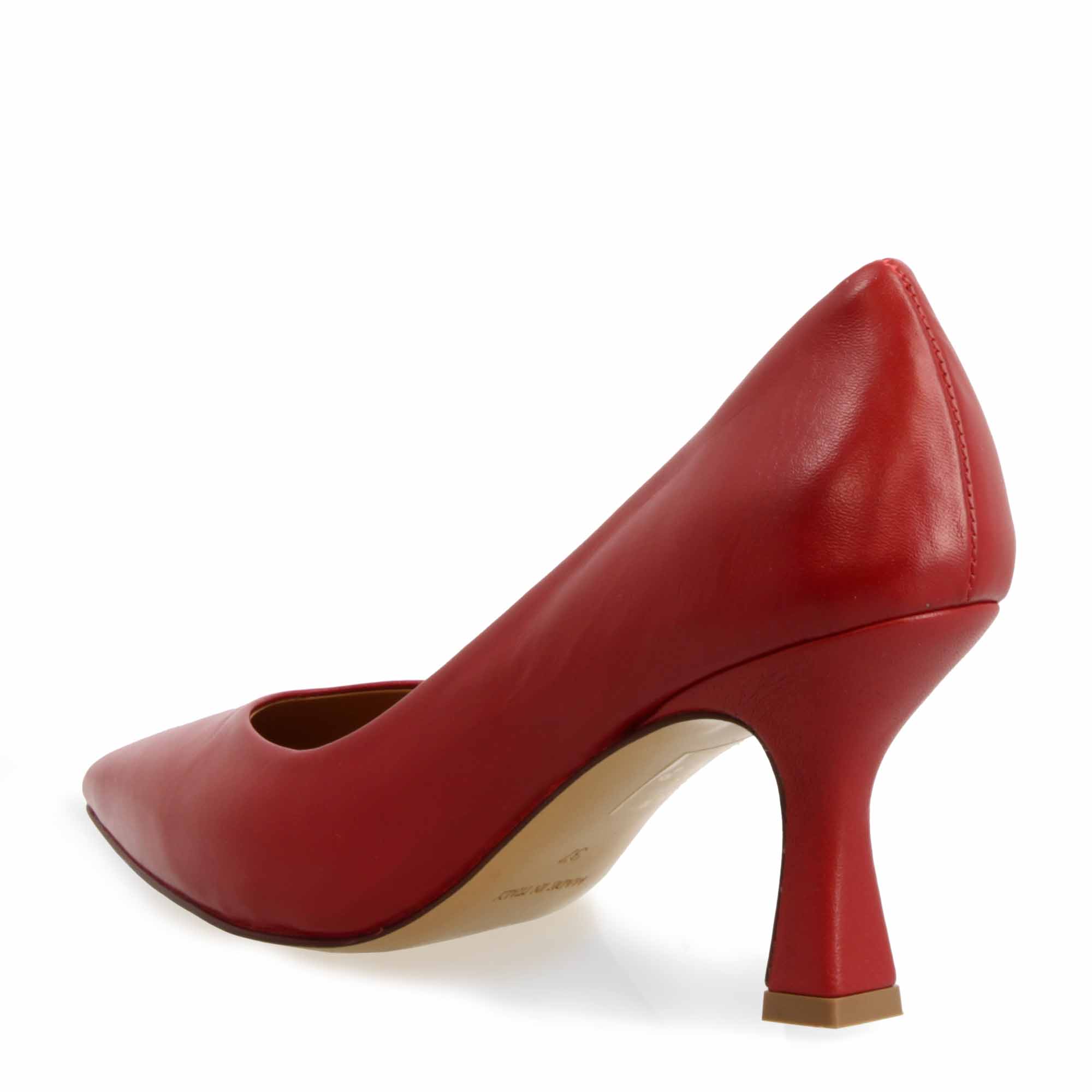 Leonardo Shoes BF-20 Décolleté Rosse Pelle Tacco 9 cm Punta