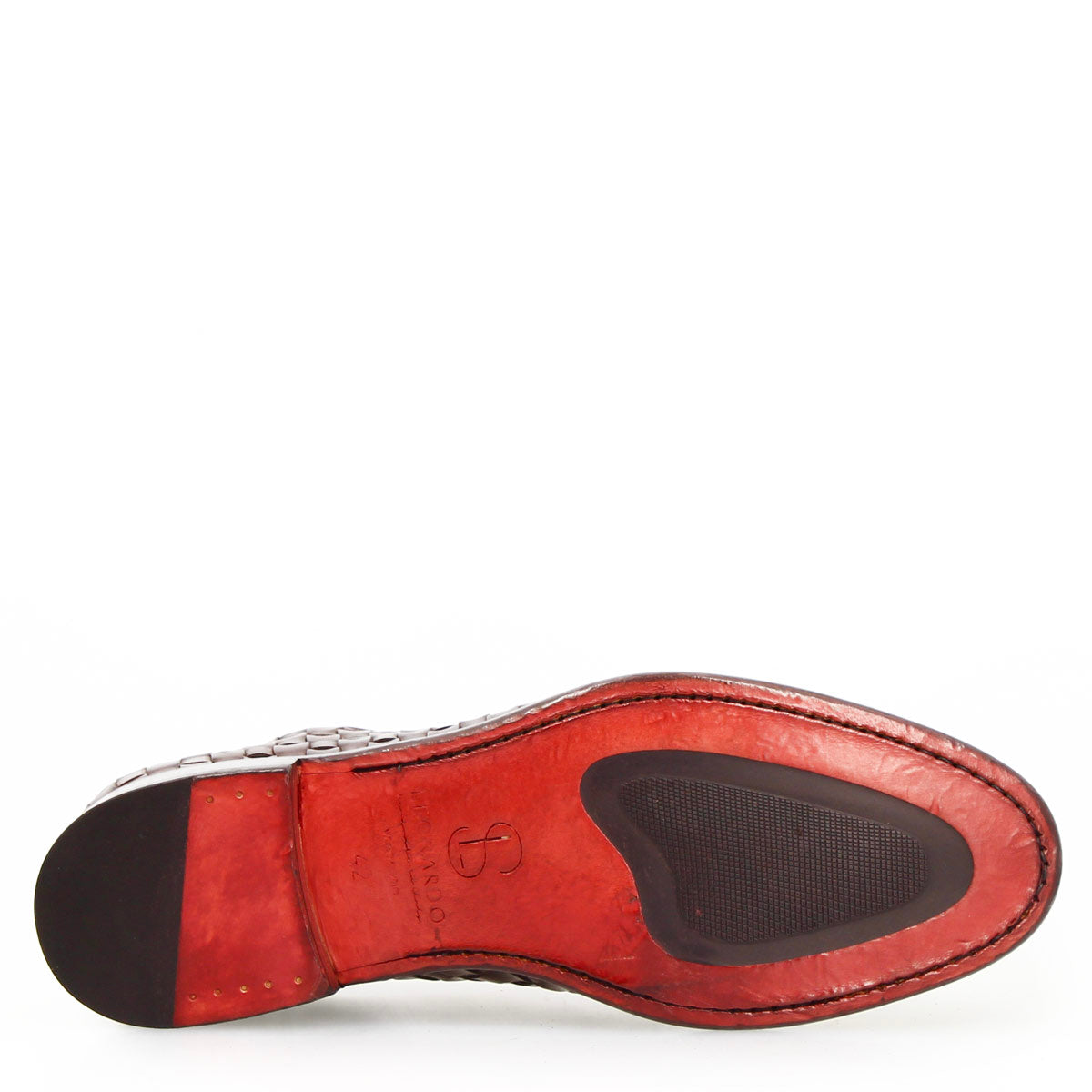 Leonardo Shoes Cipriano derby uomo pelle intrecciata marrone scuro