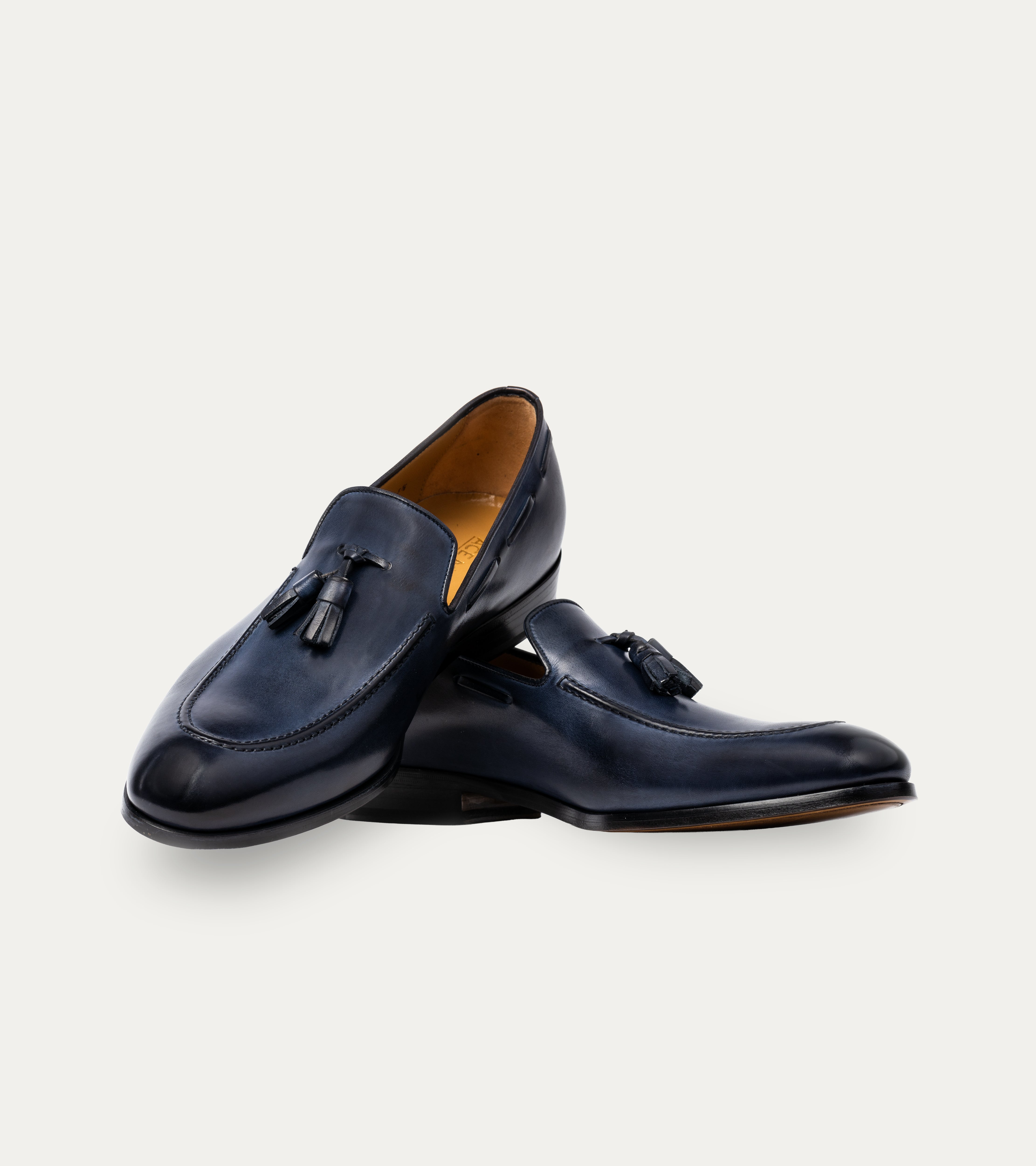 Ace Marks Amit Blue Mocassino Uomo Pelle Blu Nappine