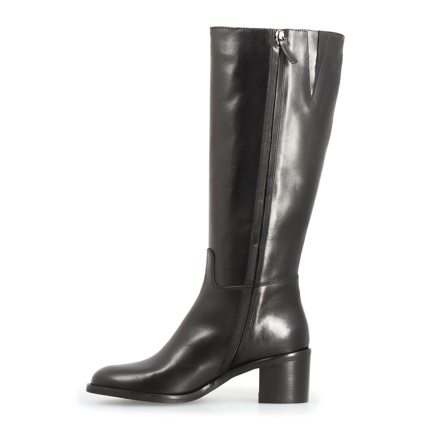 Leonardo Messala Stivale Ginocchio Pelle Nero Tacco 6 cm Donna