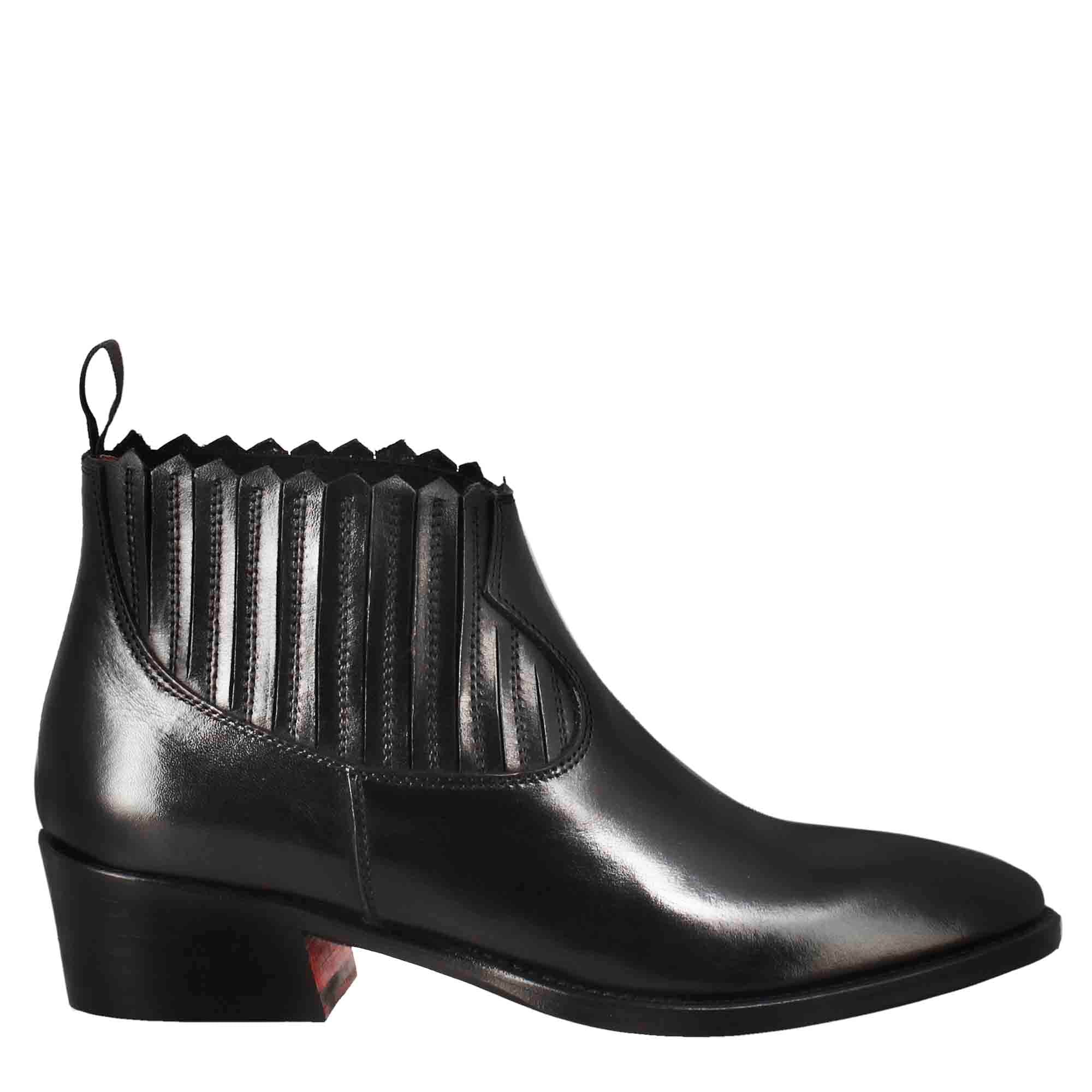 Leonardo Shoes Stivaletti Chelsea Donna Pelle Nero Elastici Blake