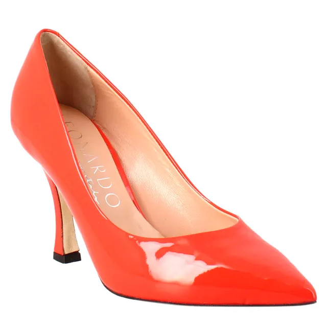 Leonardo Shoes Decollete rosso vernice donna tacco 9 cm