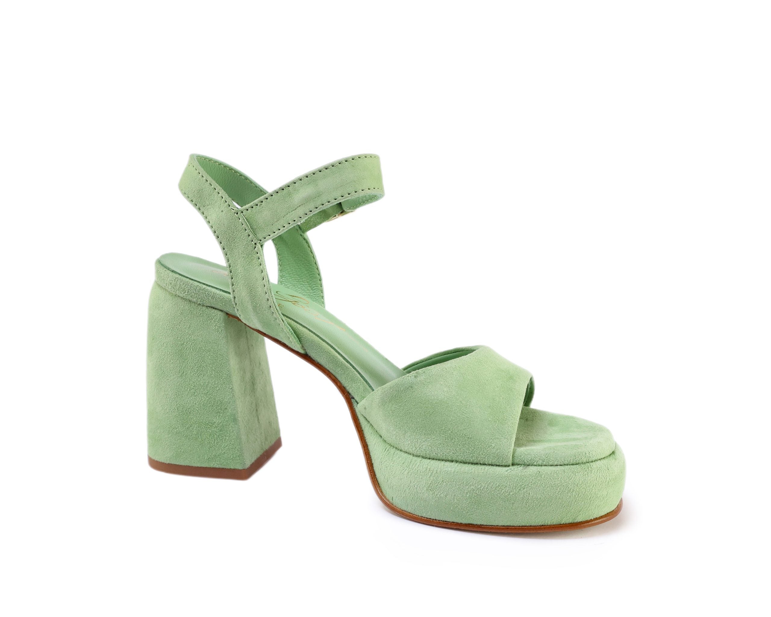 Ton Goût Milk sandalo donna 36 verde camoscio plateau