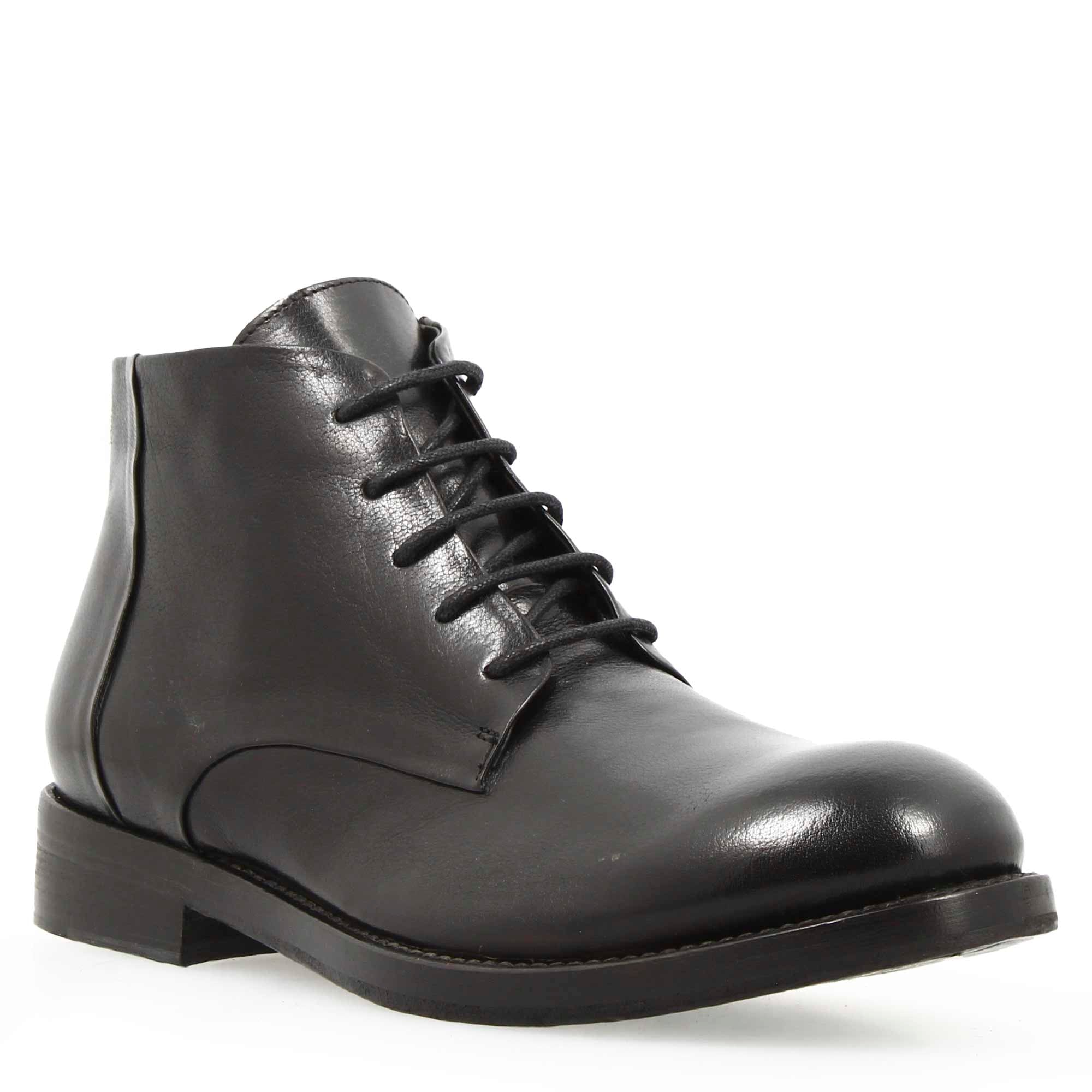 Leonardo Shoes Tronchetto Uomo Pelle Nero Vintage