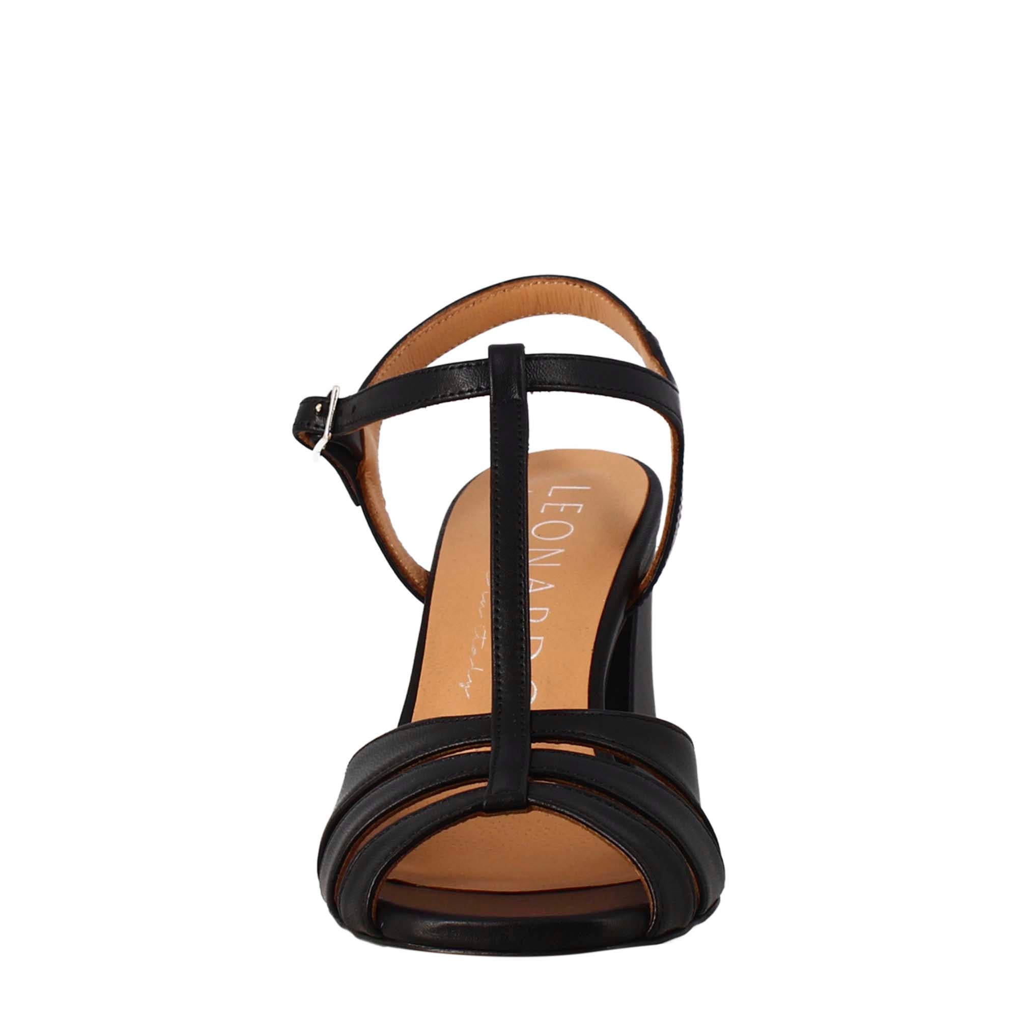 Leonardo Shoes BF-20 Sandali Donna Neri Tacco 8 cm