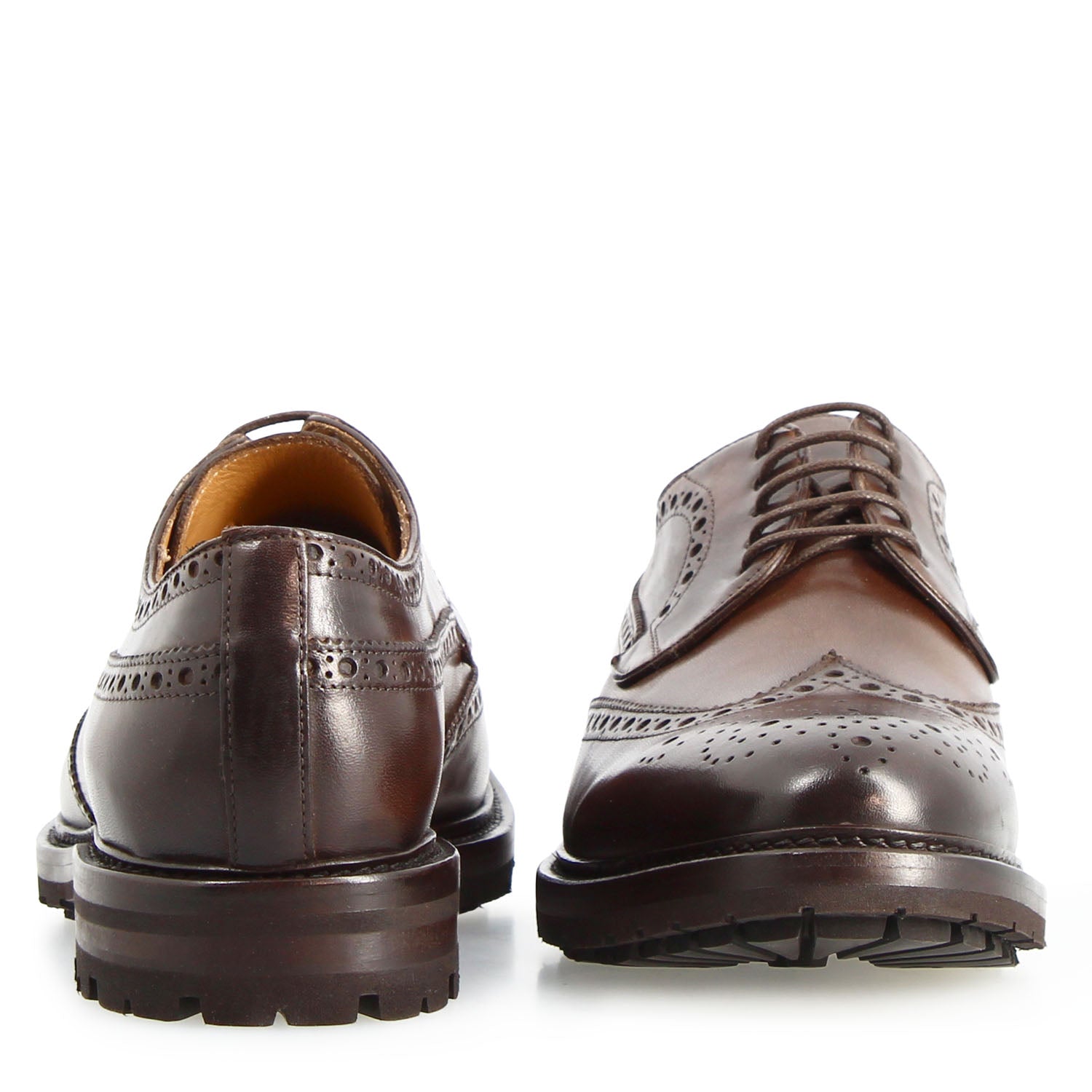 Leonardo Shoes Massimo Derby Uomo Brogue Marrone Scuro